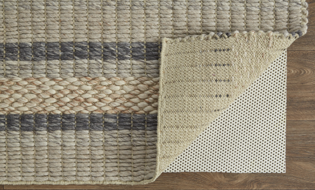 4" X 6" Gray and Ivory Wool Hand Woven Area Rug