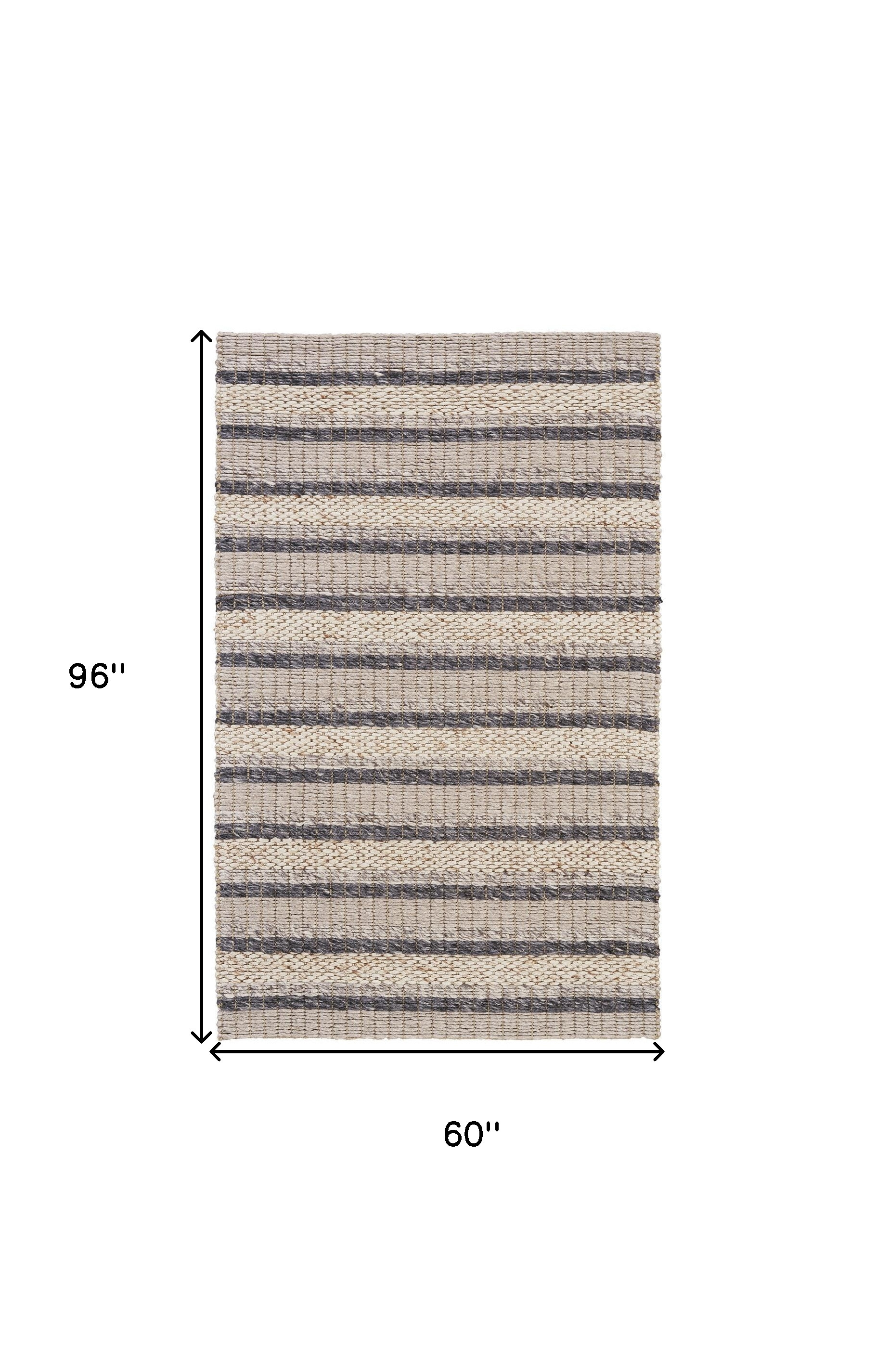 5" X 8" Gray and Ivory Wool Hand Woven Area Rug