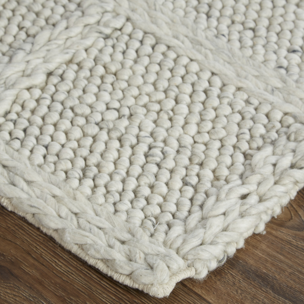 4" X 6" Gray and Ivory Wool Plaid Hand Woven Area Rug