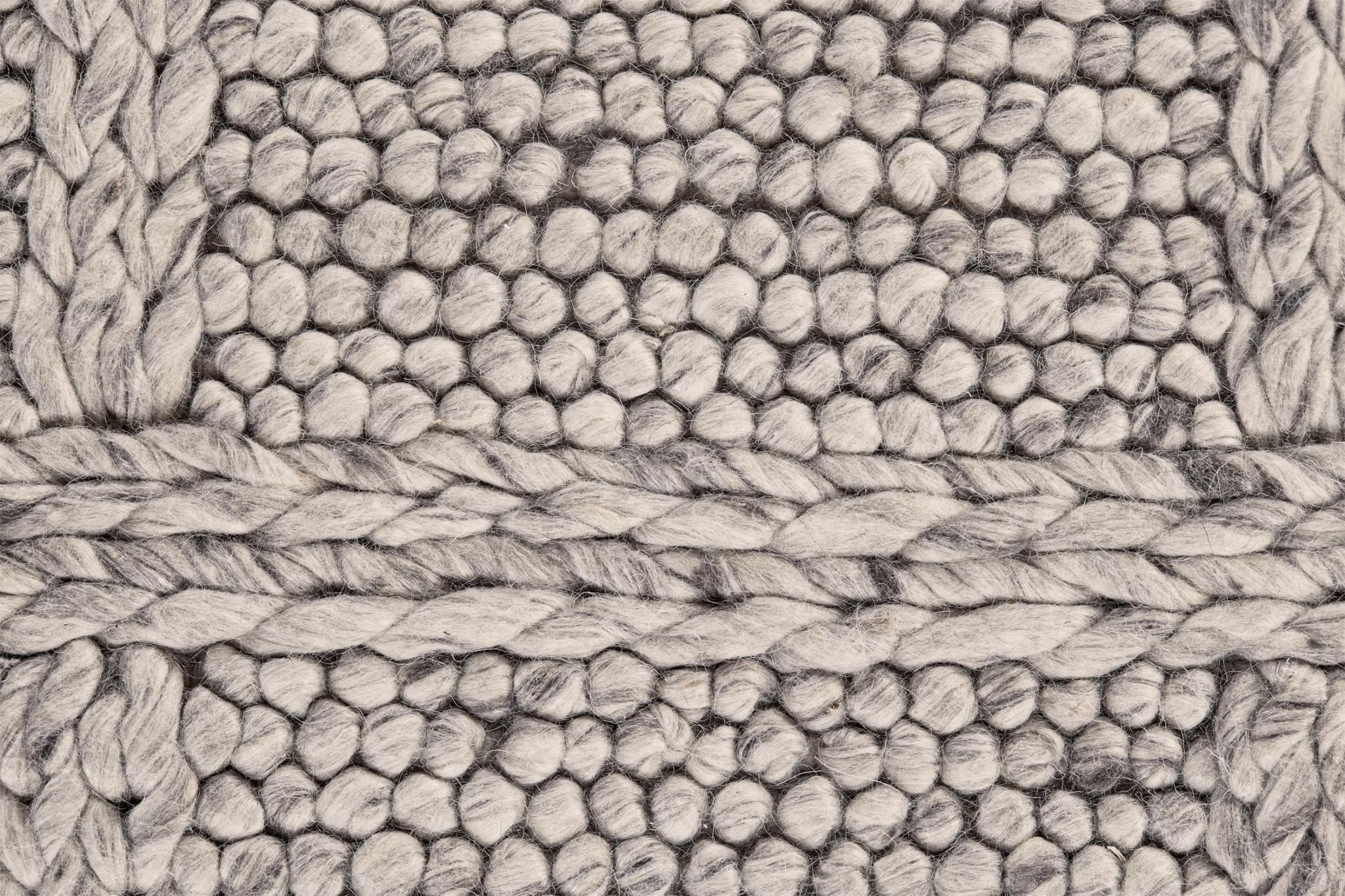 5" X 8" Gray and Ivory Wool Plaid Hand Woven Area Rug