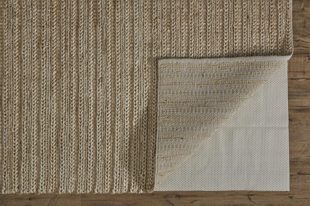 5 X 8 Tan Ivory And Taupe Hand Woven Area Rug