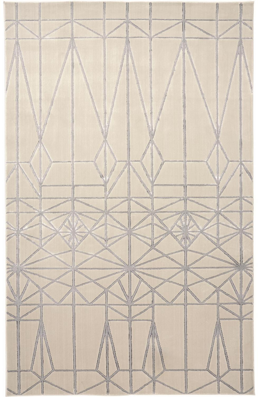 5' X 8' White Silver And Gray Geometric Stain Resistant Area Rug-511476-1