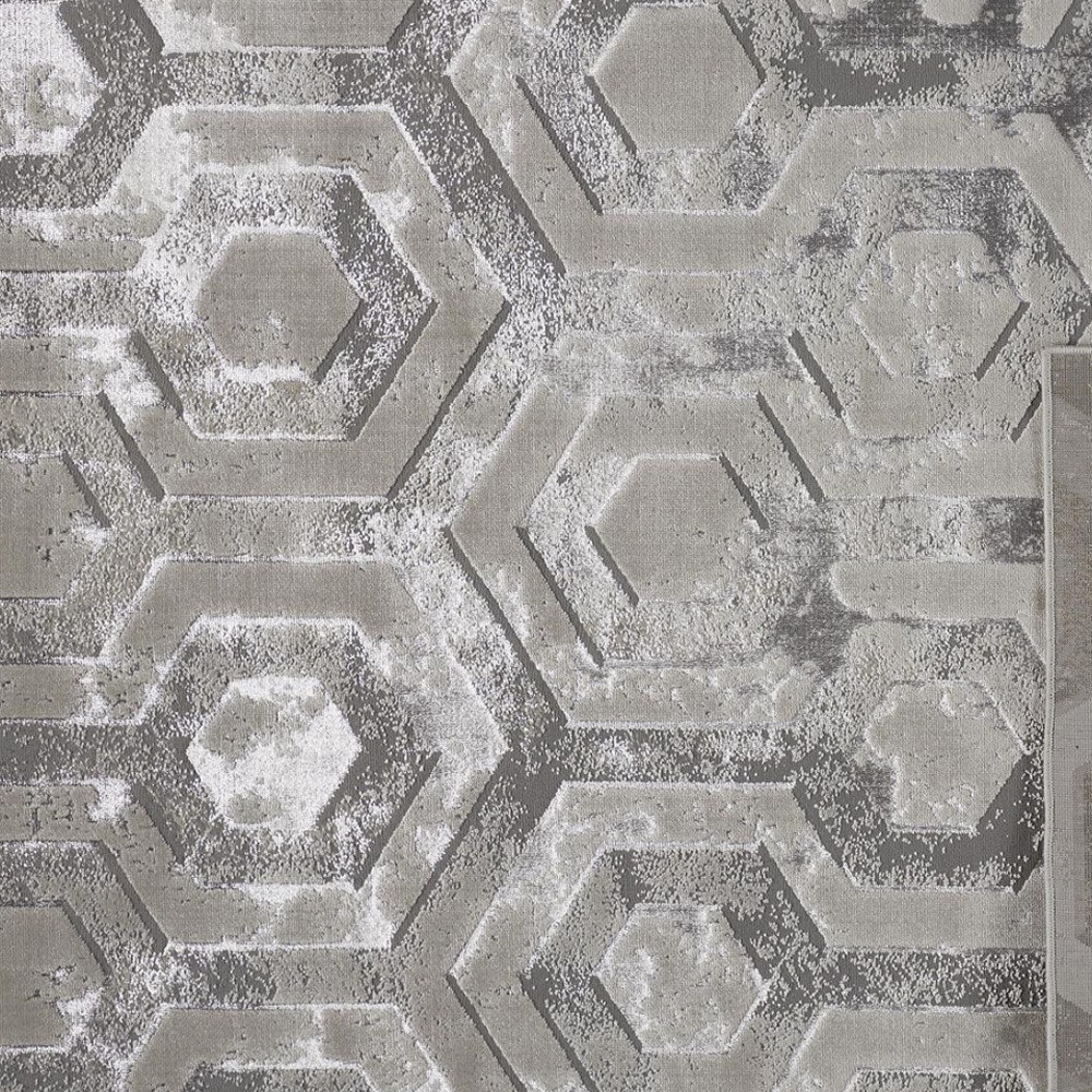 4" X 6" Gray Abstract Non Skid Area Rug