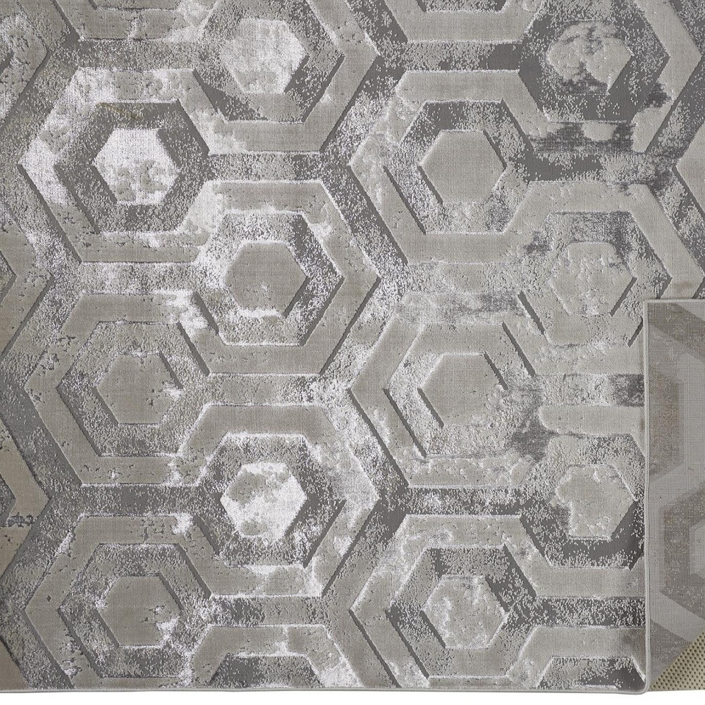 4" X 6" Gray Abstract Non Skid Area Rug