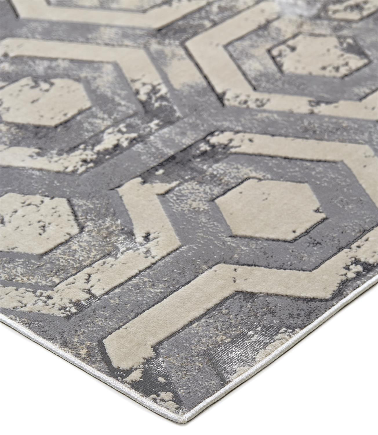 4" X 6" Gray Abstract Non Skid Area Rug