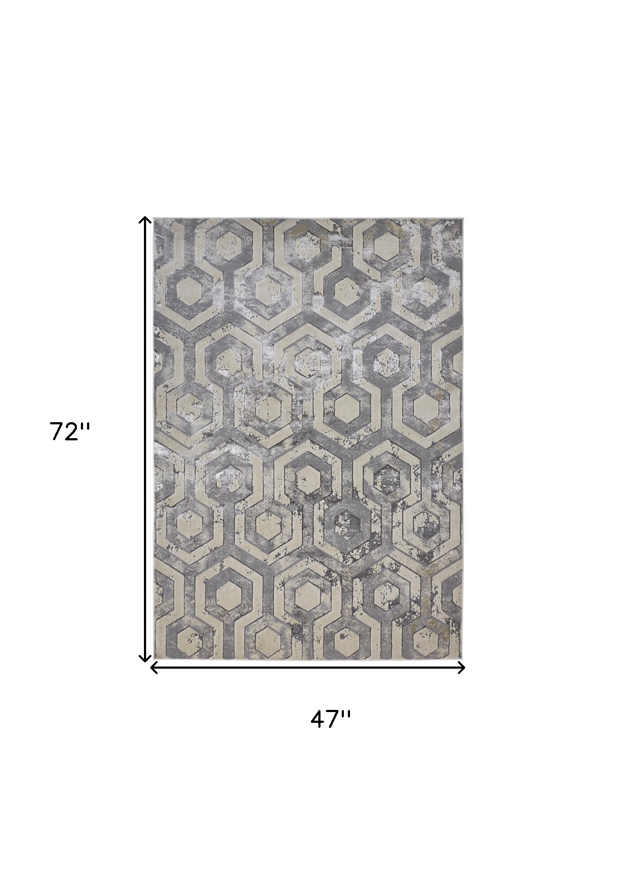 4" X 6" Gray Abstract Non Skid Area Rug