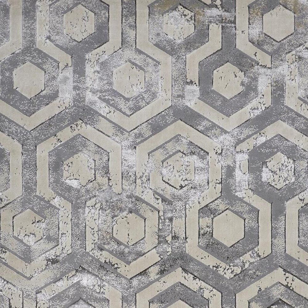 7" X 10" Gray Abstract Non Skid Area Rug