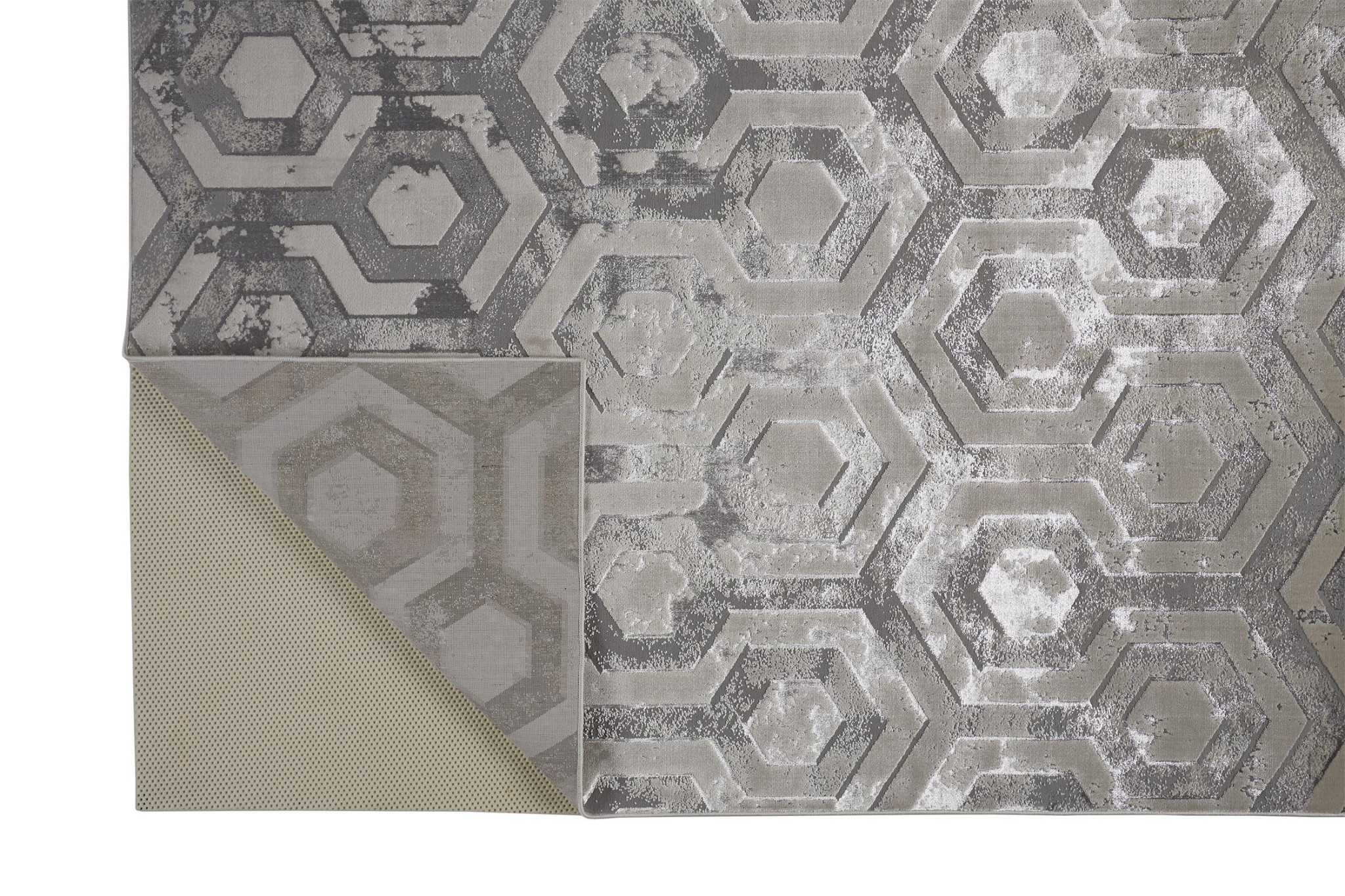 7" X 10" Gray Abstract Non Skid Area Rug