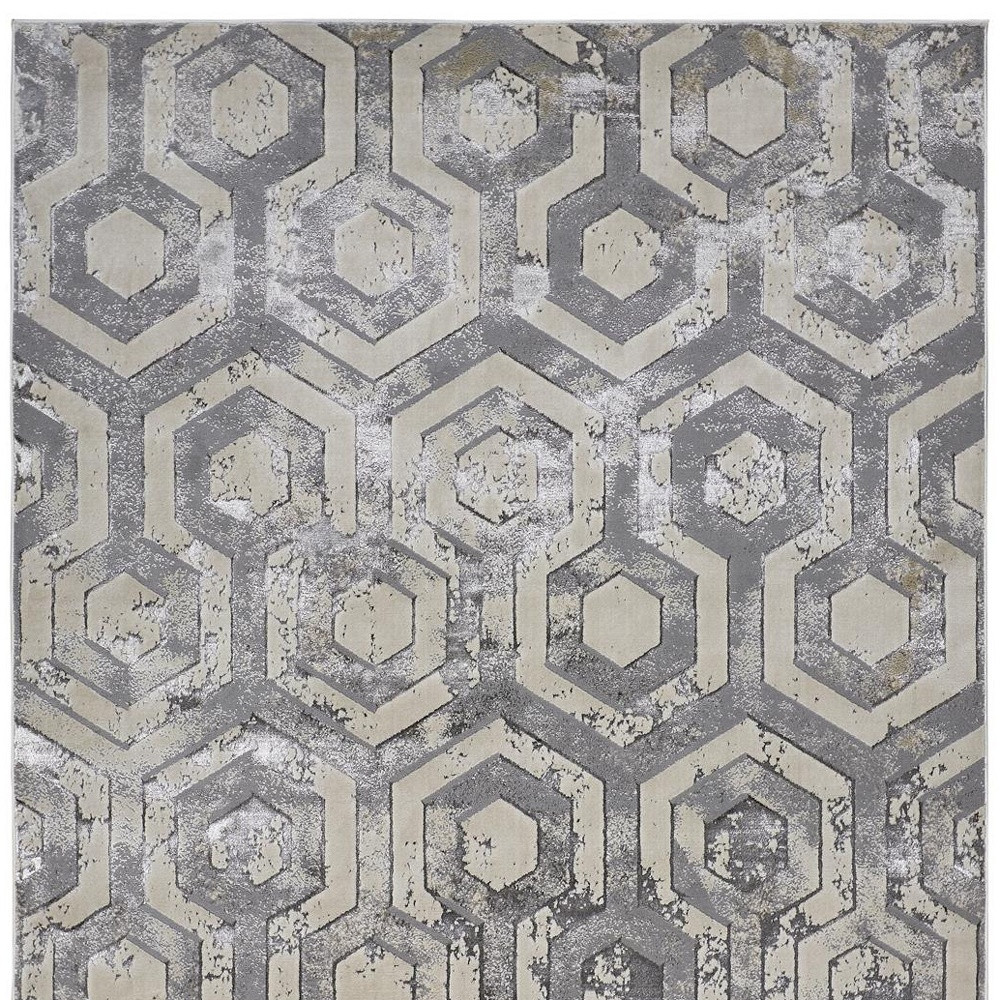 2" X 3" Gray Taupe And Silver Abstract Stain Resistant Area Rug