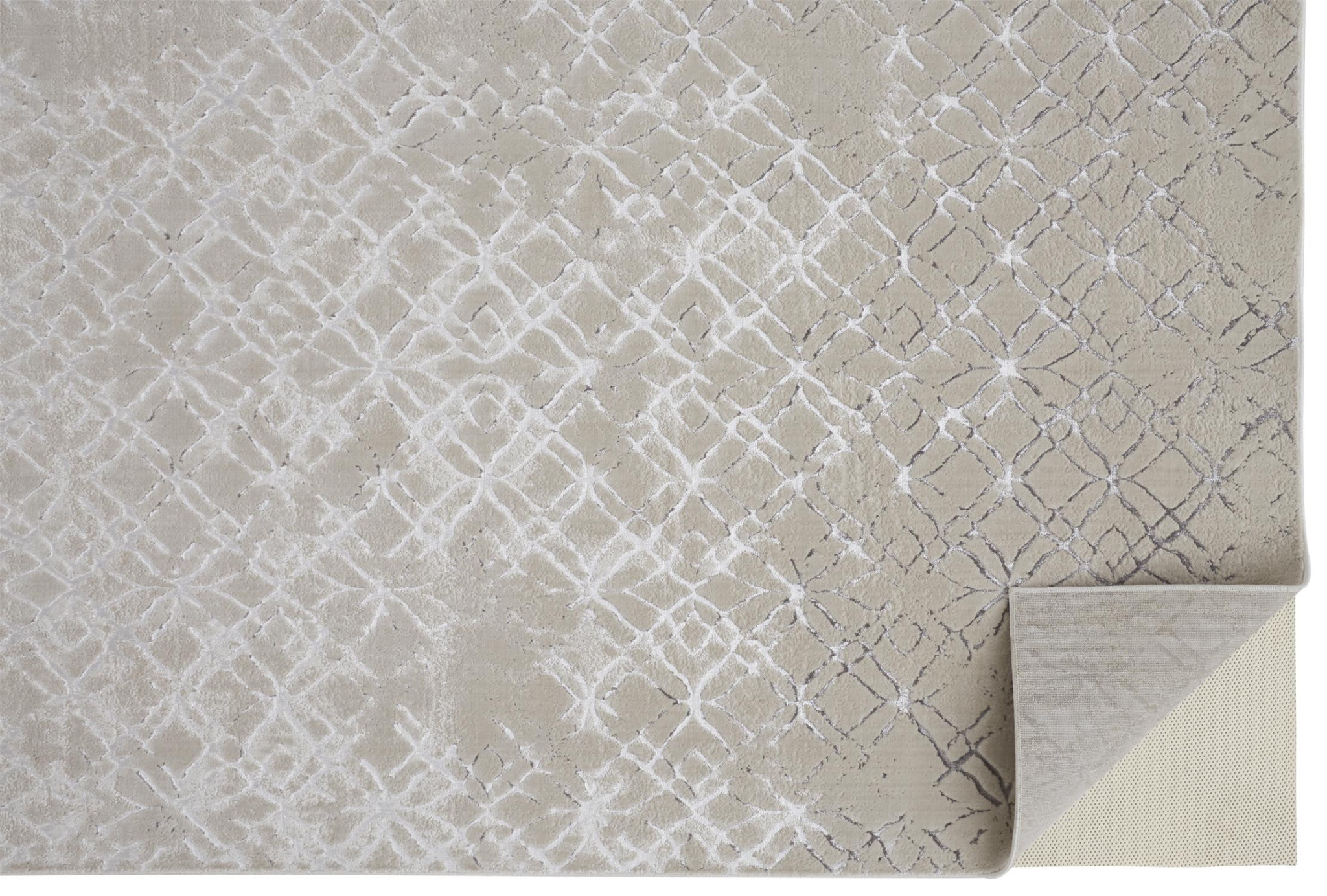 8" X 10" Silver and Gray Abstract Non Skid Area Rug