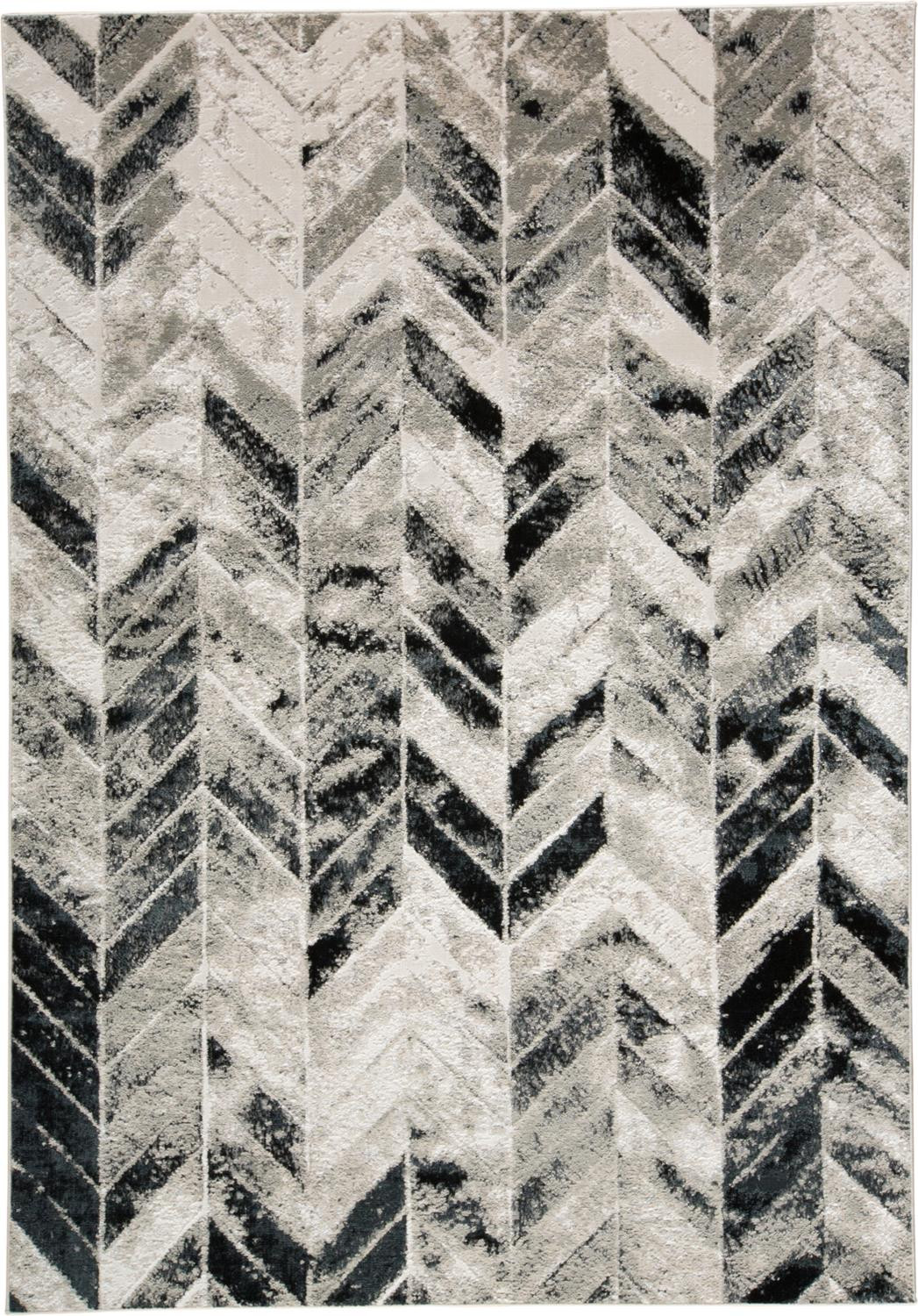 4" X 6" Gray and Black Geometric Non Skid Area Rug