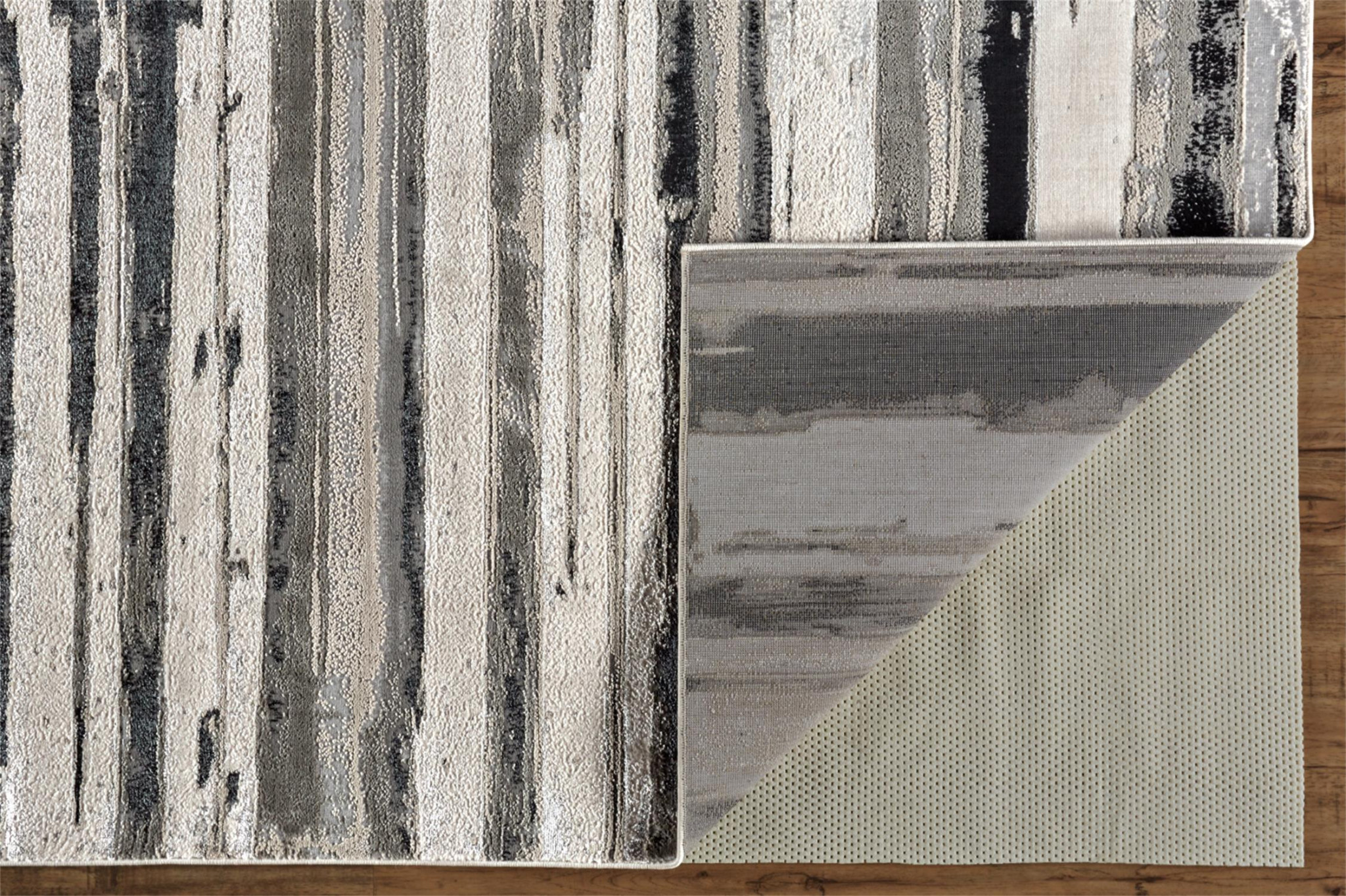 10" X 13" Silver Gray And Black Abstract Stain Resistant Area Rug