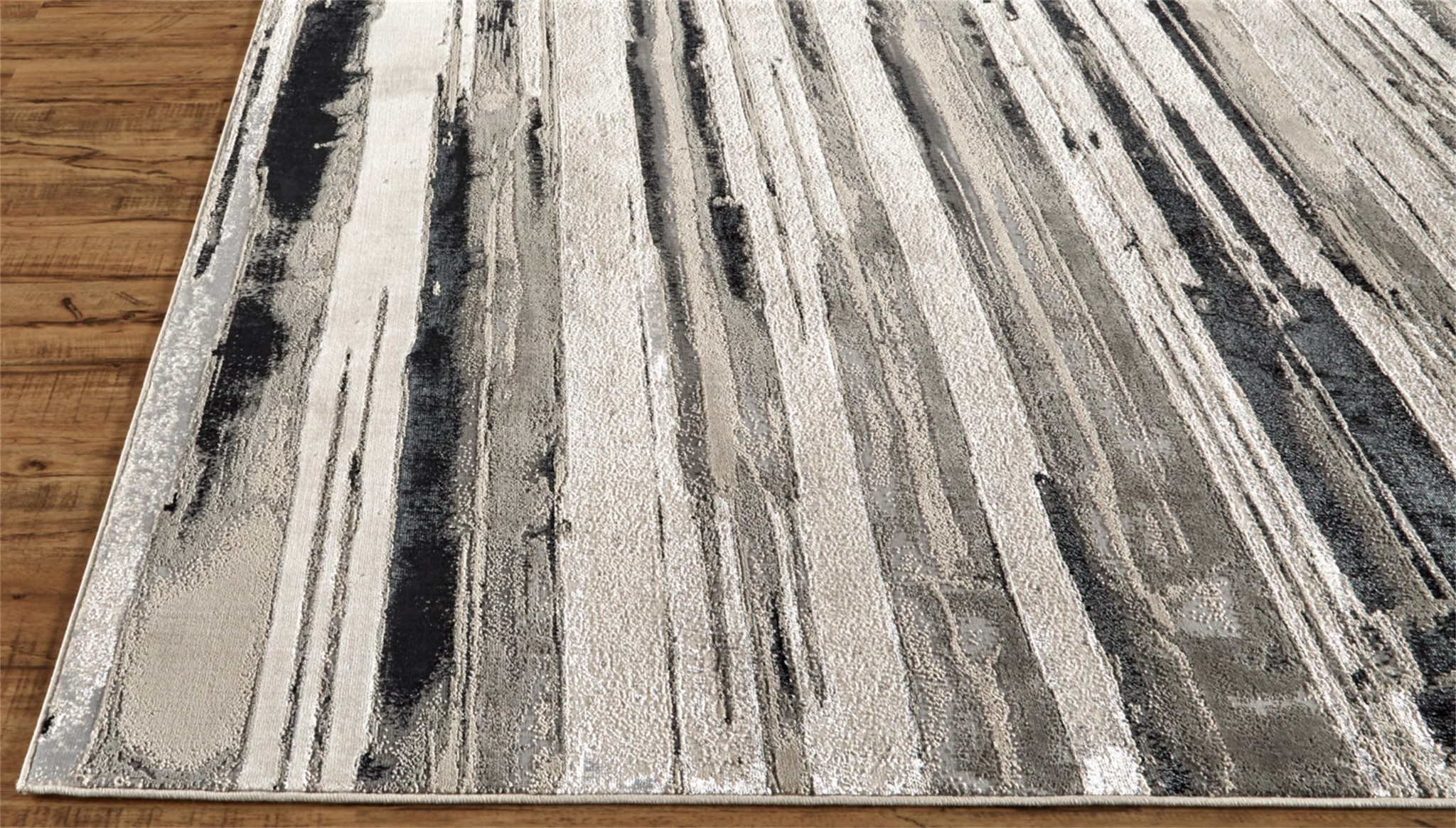 10" X 13" Silver Gray And Black Abstract Stain Resistant Area Rug