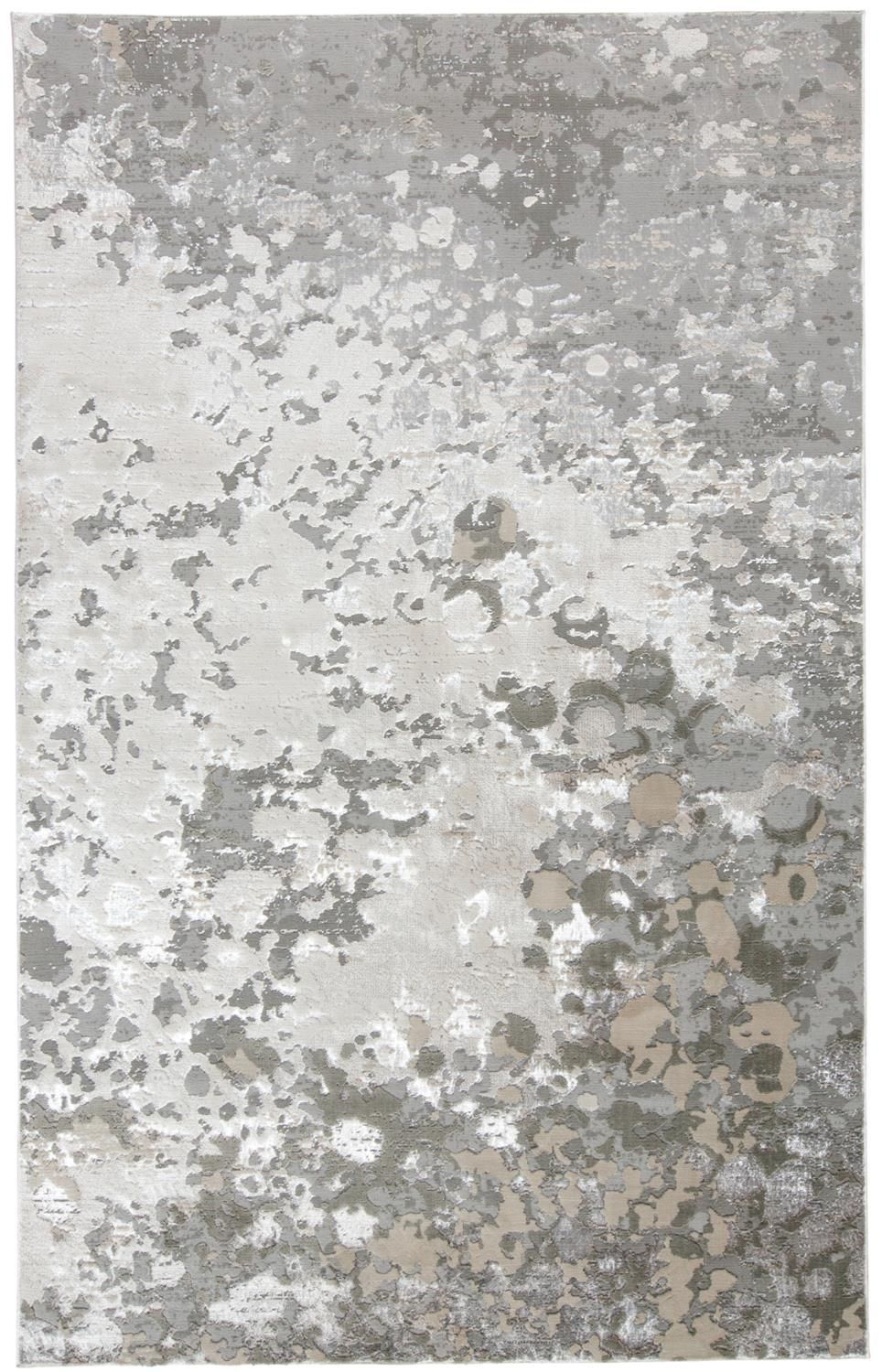 8" X 10" Silver and Gray Abstract Non Skid Area Rug