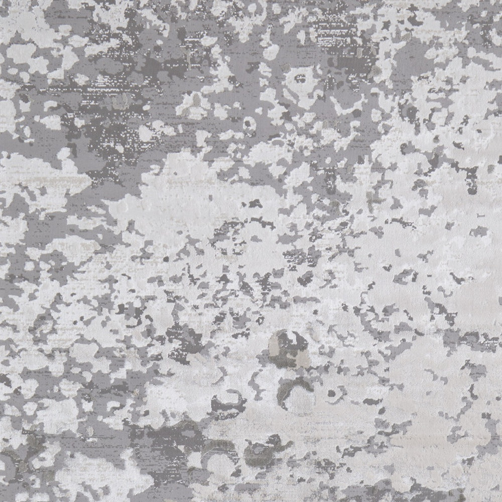 7" X 10" Silver Gray And White Abstract Stain Resistant Area Rug