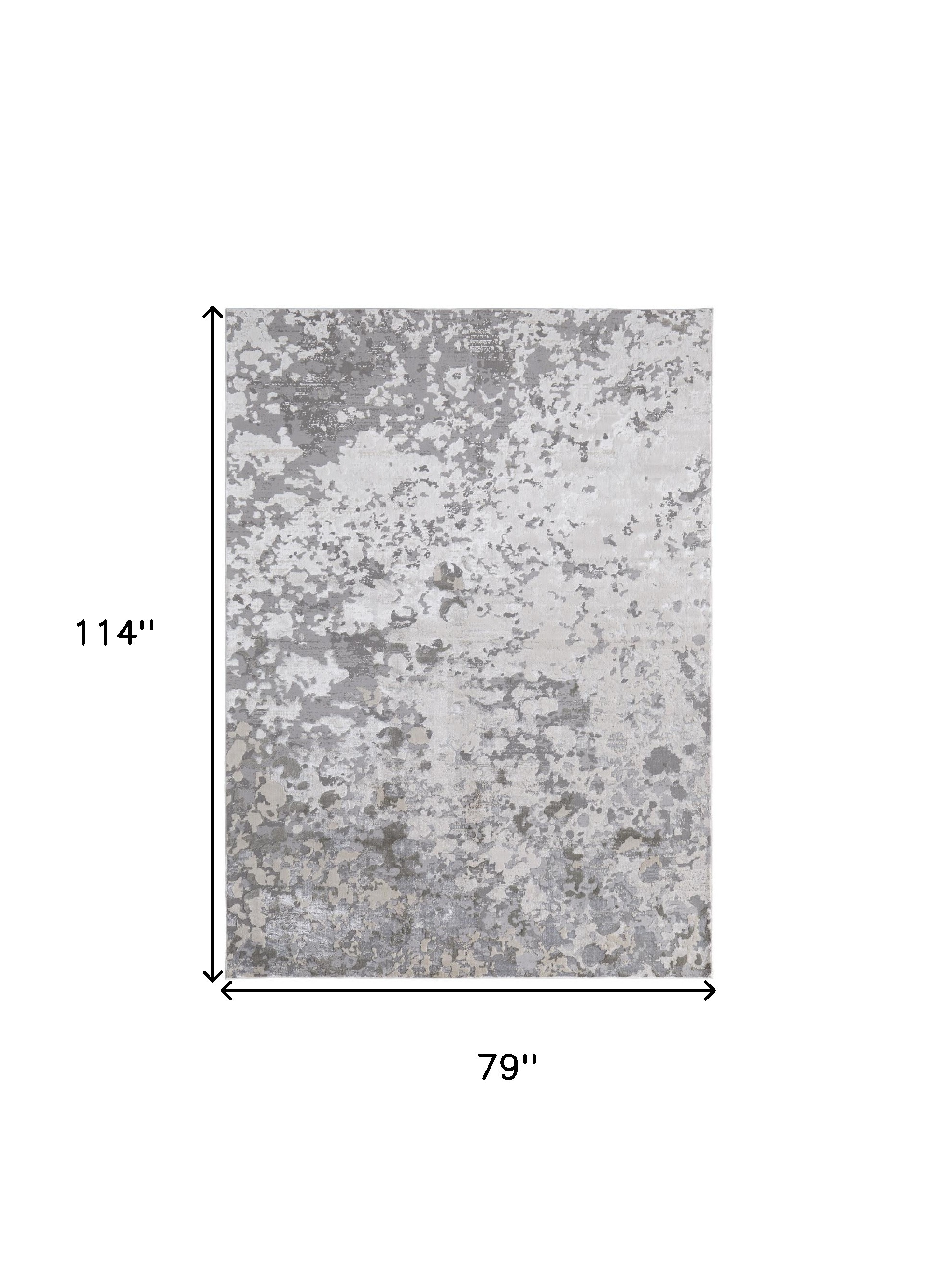 7" X 10" Silver Gray And White Abstract Stain Resistant Area Rug