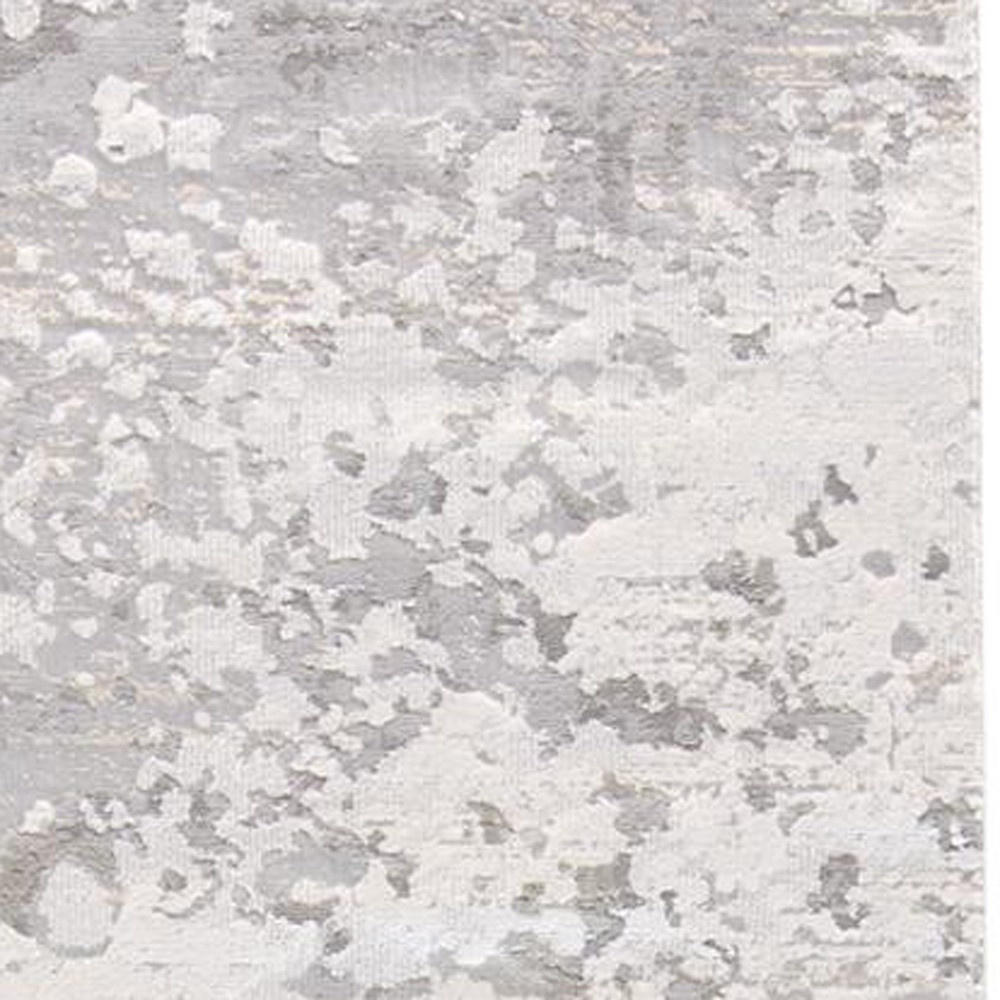 8" Gray and Silver Abstract Power Loom Runner Rug