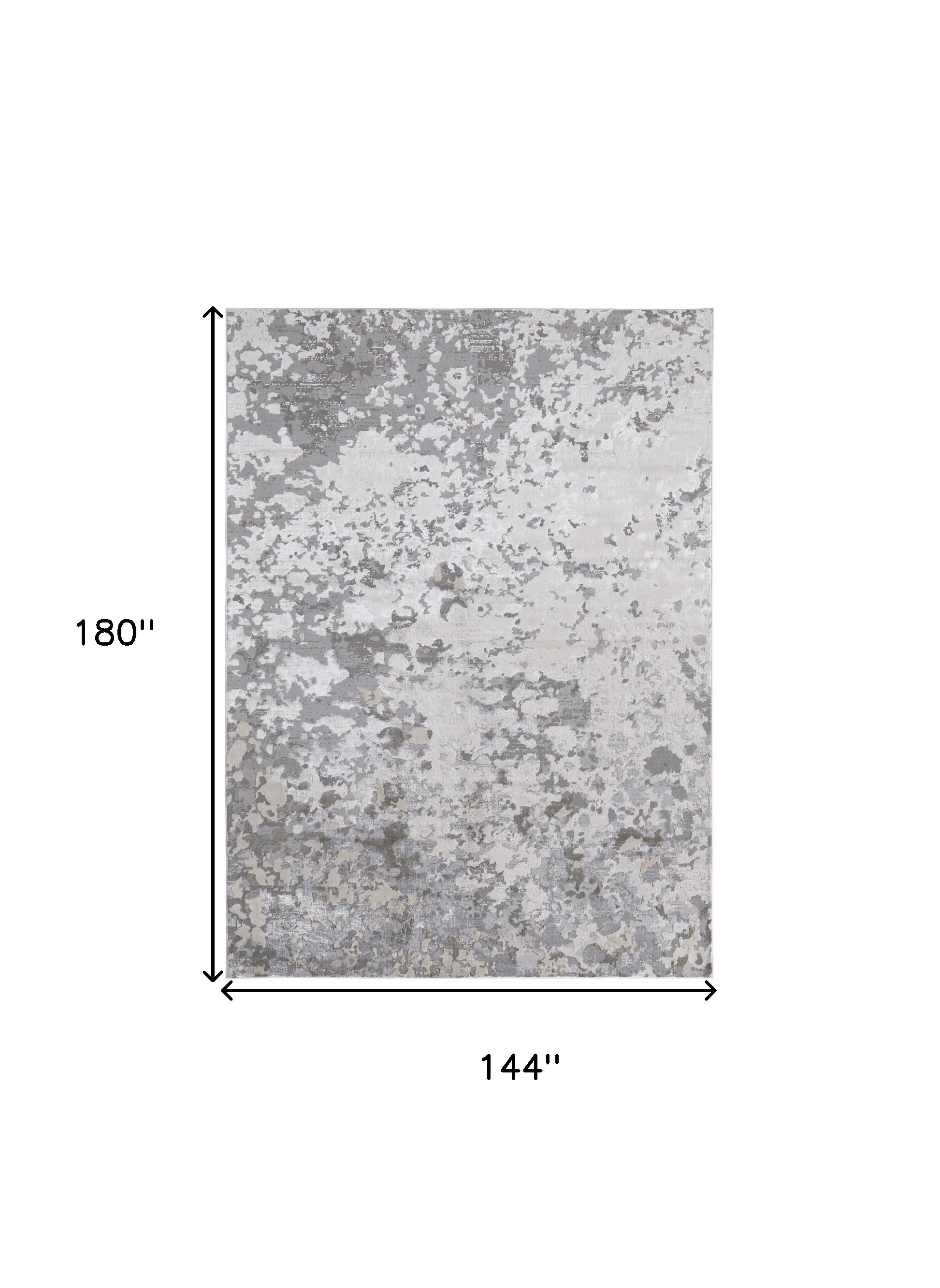 12" X 15" Silver Gray And White Abstract Stain Resistant Area Rug