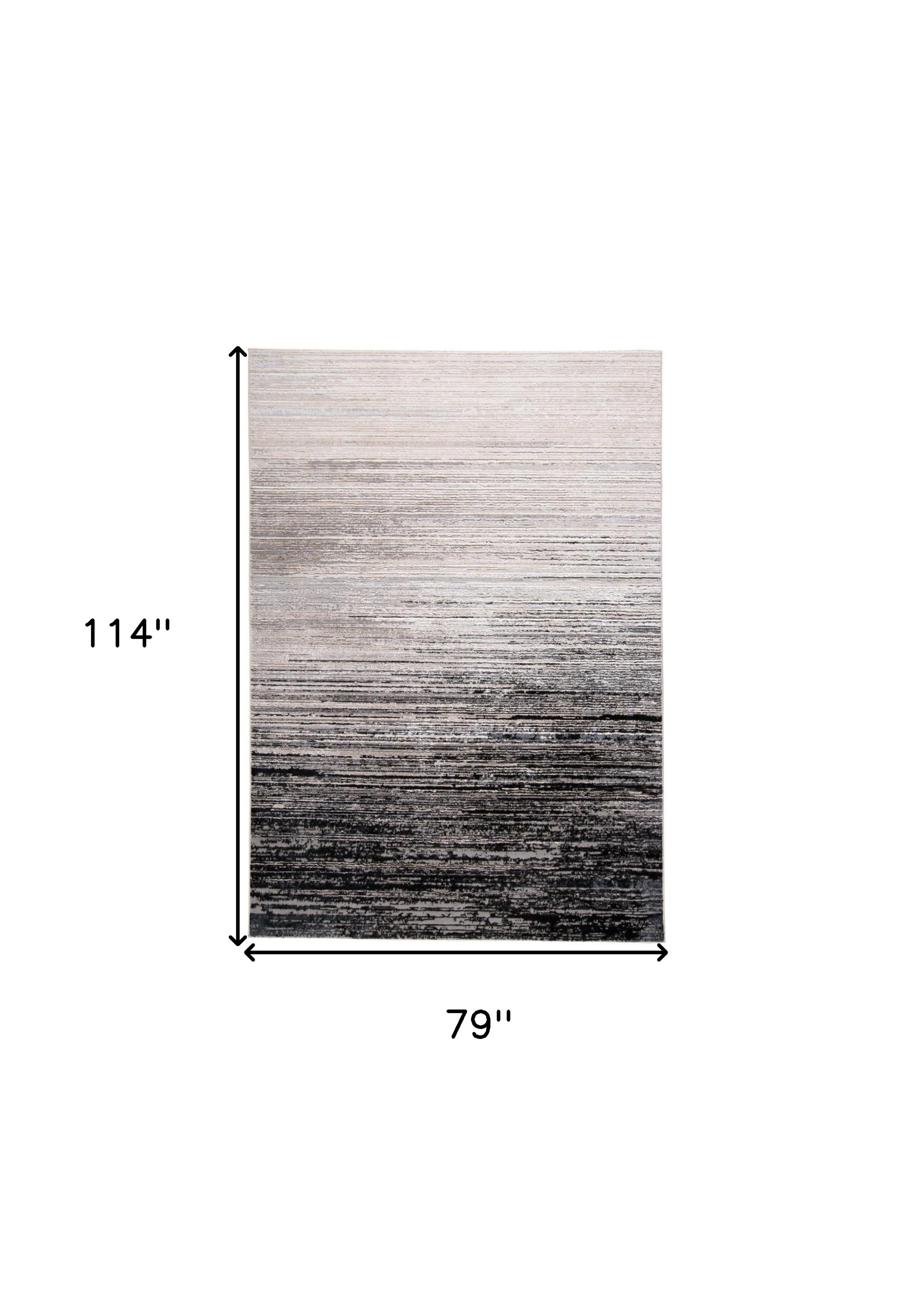 7" X 10" Black And Dark Gray Abstract Stain Resistant Area Rug