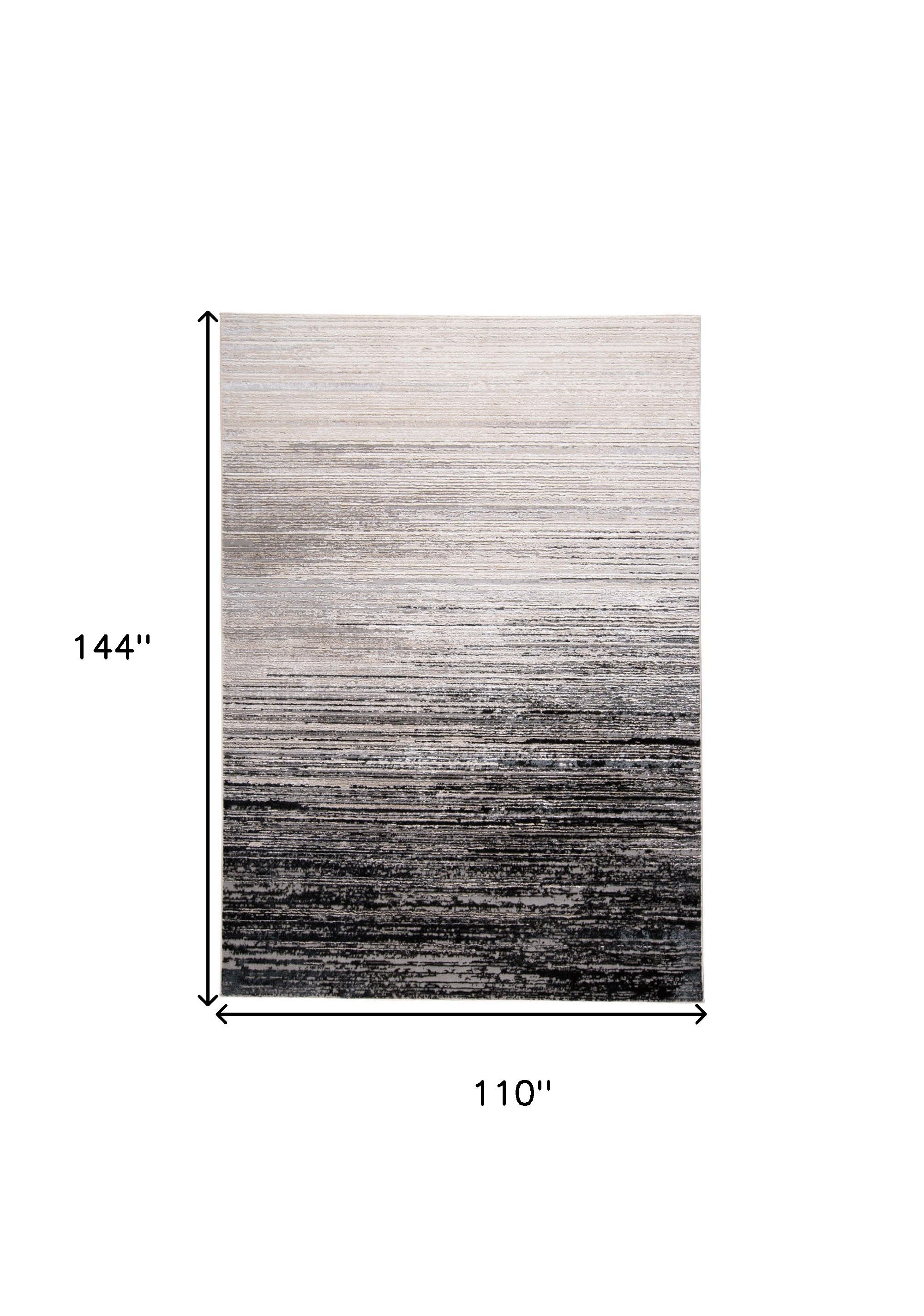 9" X 12" Black And Dark Gray Abstract Area Rug