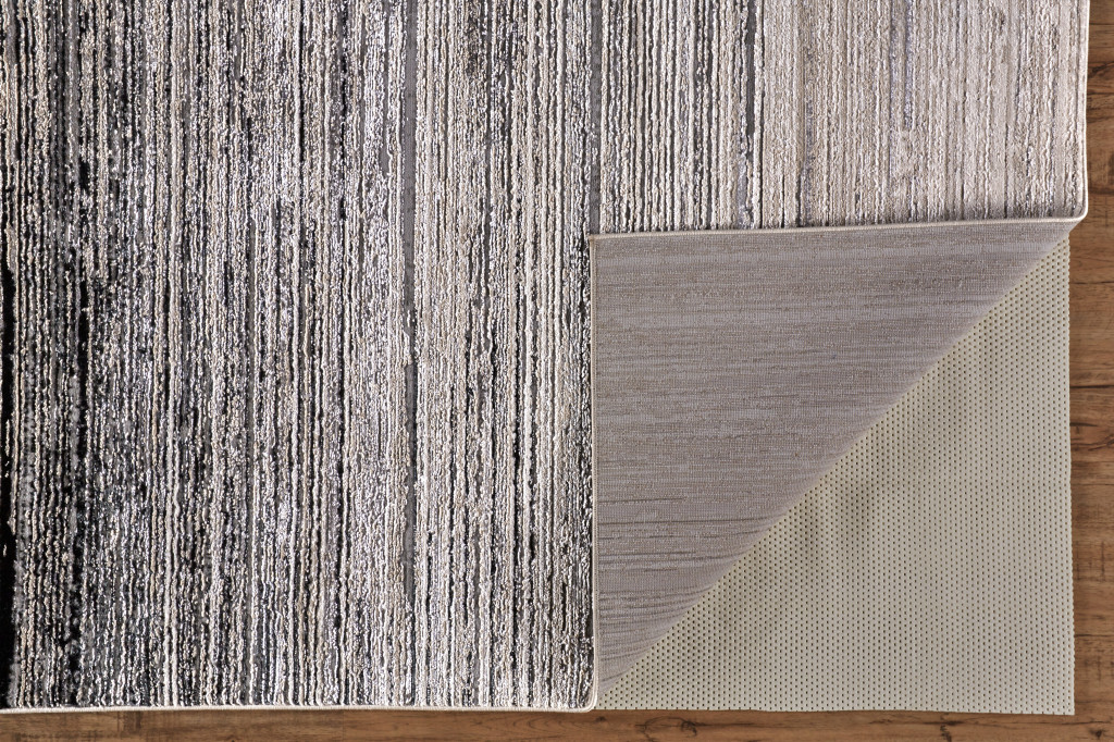 9" X 12" Black And Dark Gray Abstract Area Rug