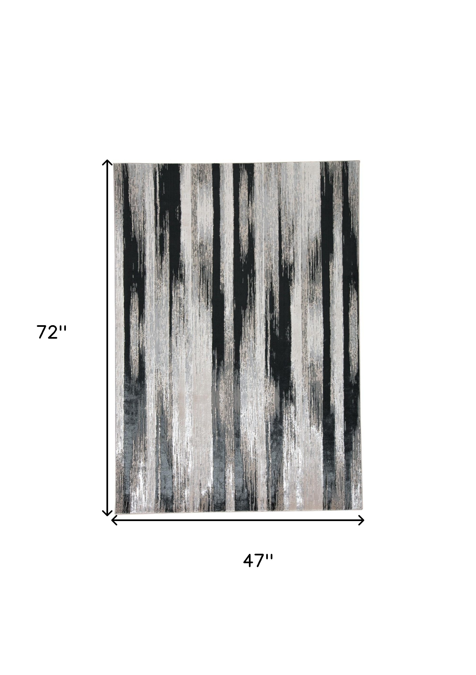 4" X 6" Black Silver and Gray Abstract Power Loom Area Rug