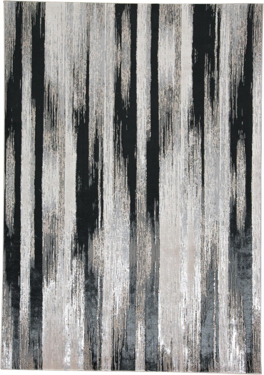 4" X 6" Black Silver and Gray Abstract Power Loom Area Rug