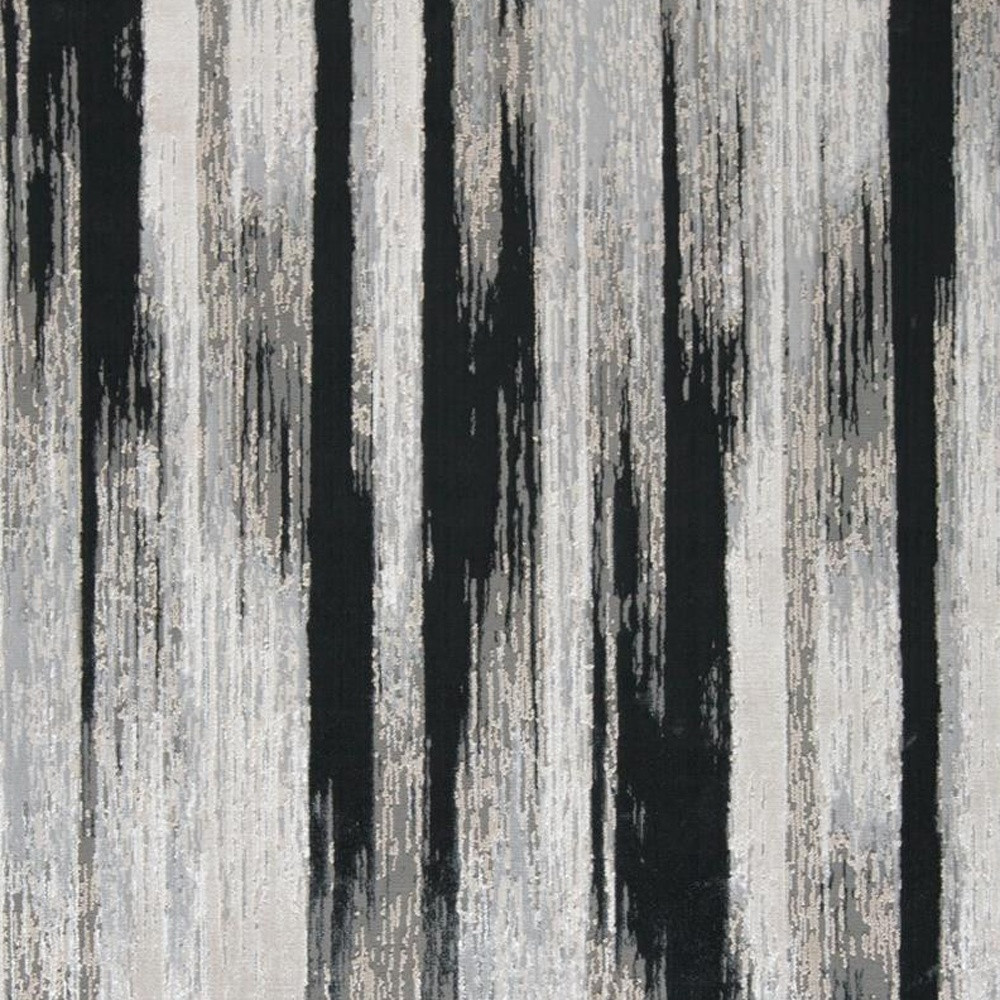 7" X 10" Black Silver and Gray Abstract Power Loom Area Rug