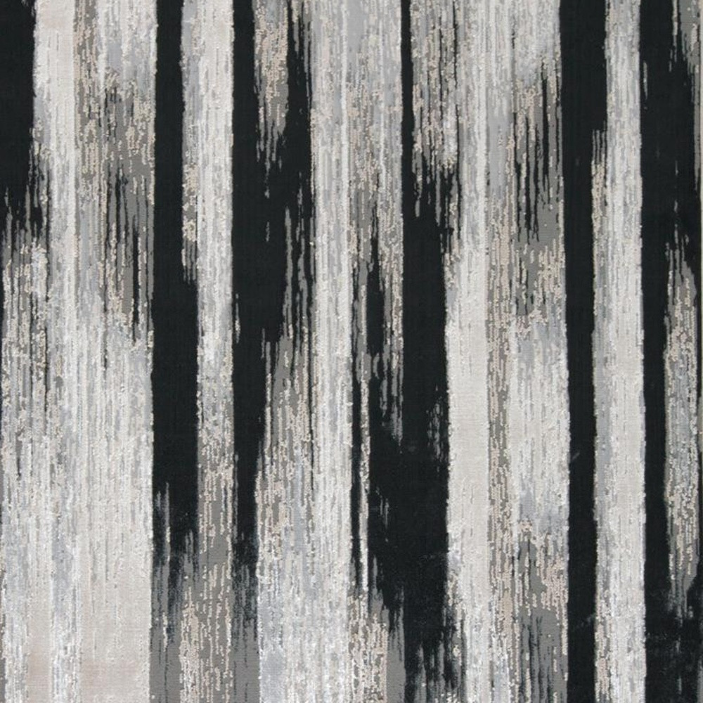 12" X 15" Black Silver and Gray Abstract Power Loom Area Rug