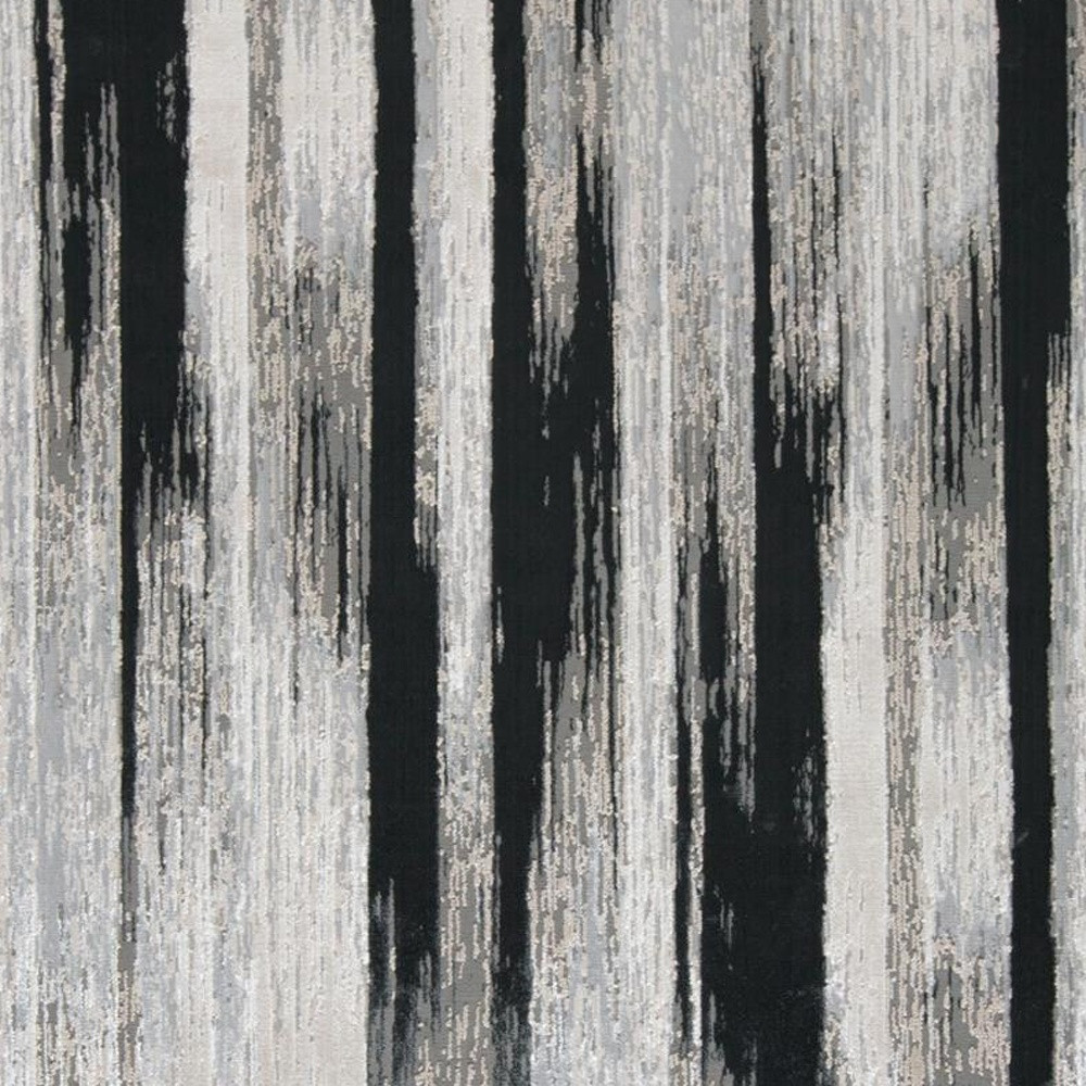 2" X 3" Black Silver and Gray Abstract Power Loom Area Rug
