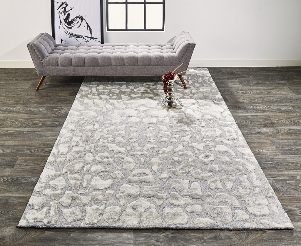 2 X 3 gray And Silver Abstract Tufted Handmade Area Rug