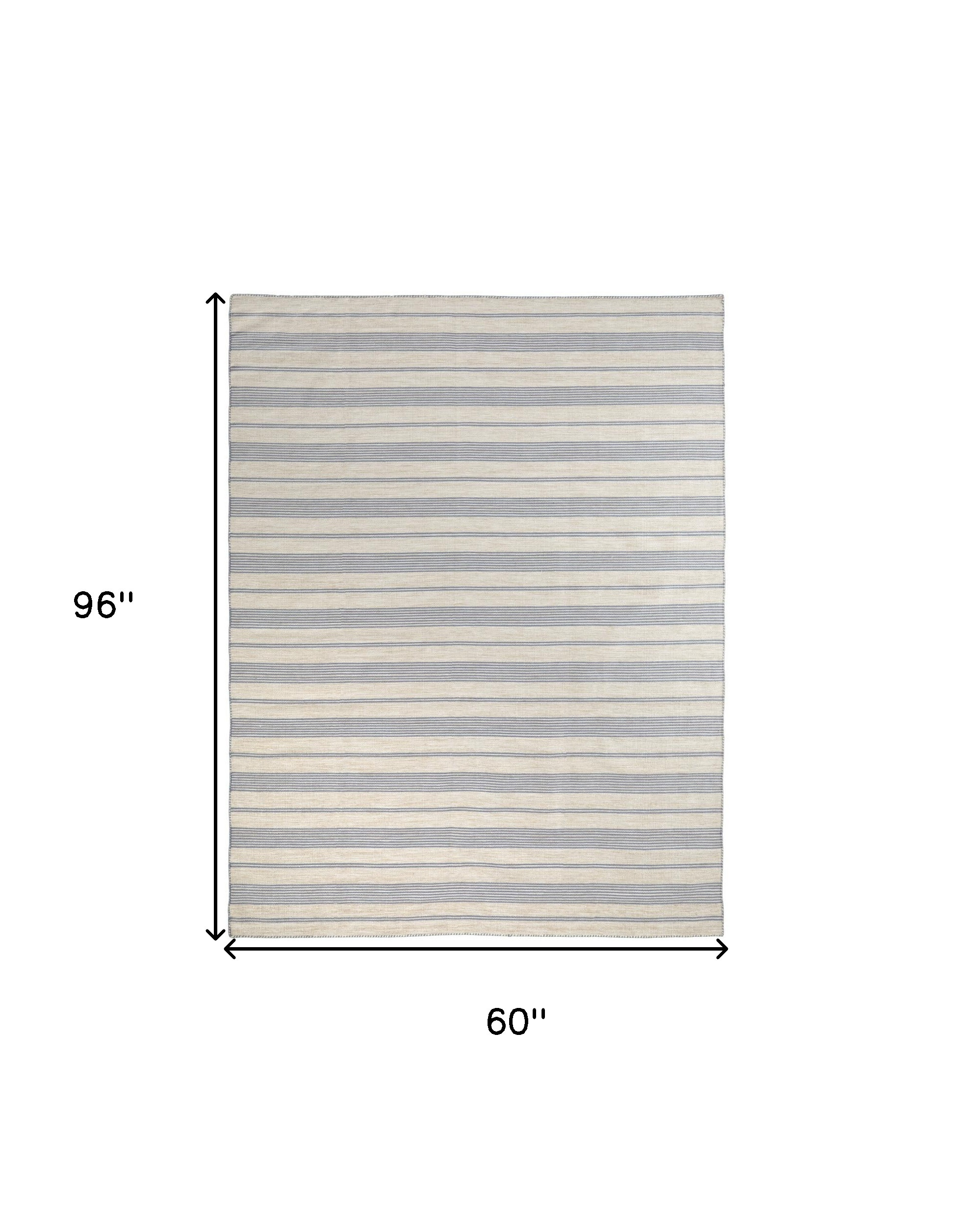 5" X 8" Blue Ivory And Tan Striped Dhurrie Hand Woven Stain Resistant Area Rug