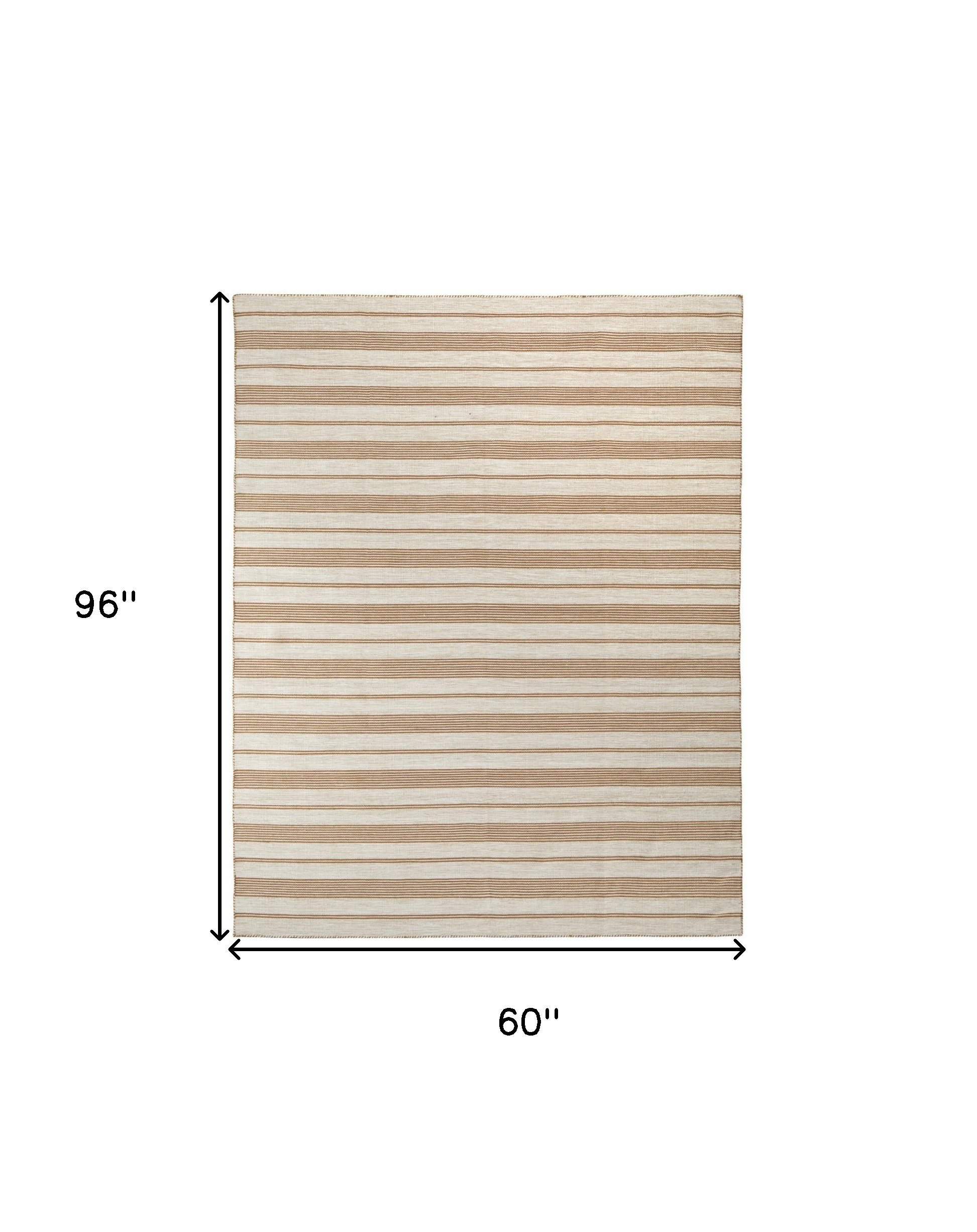 5" X 8" Ivory Taupe And Brown Striped Dhurrie Hand Woven Stain Resistant Area Rug