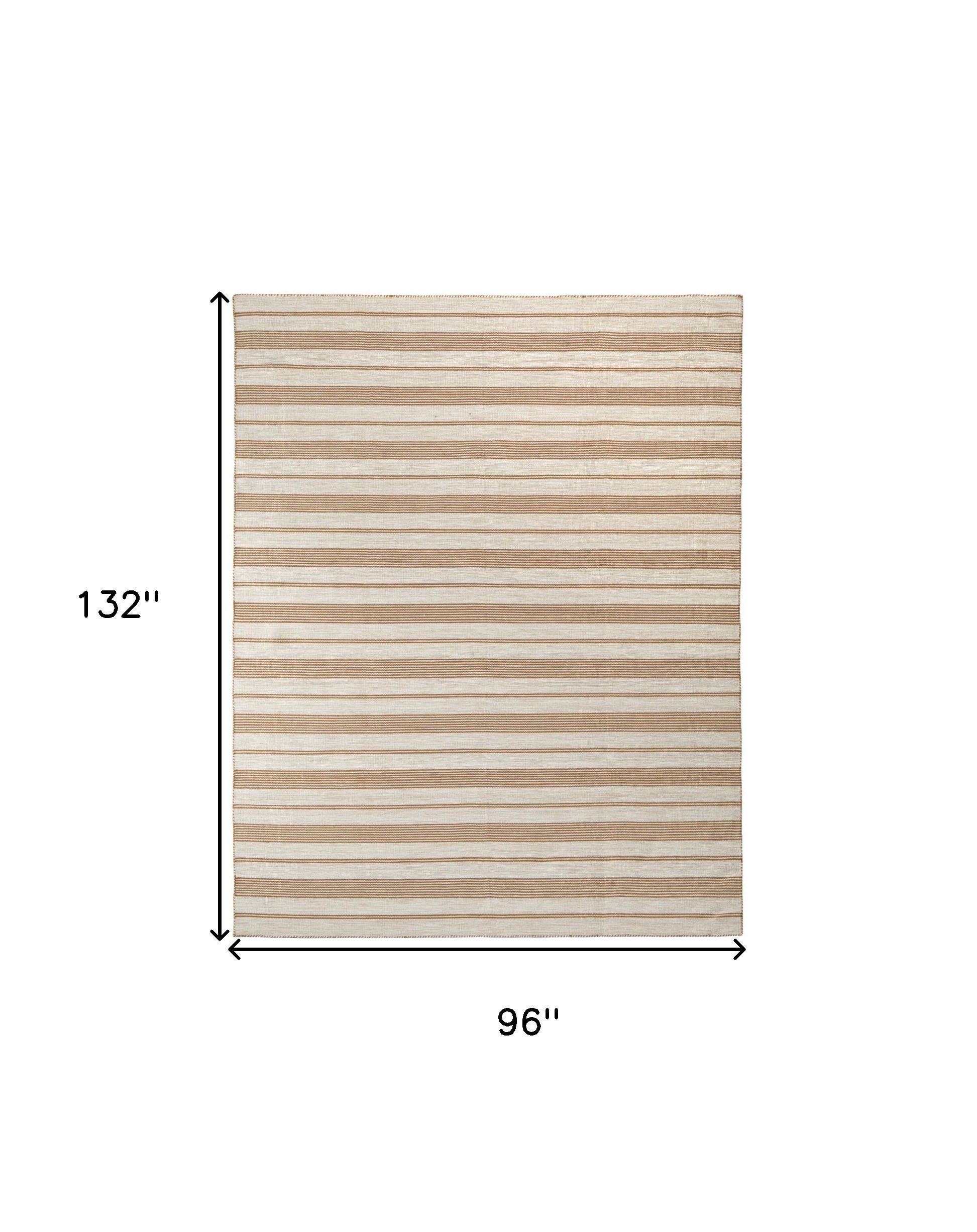 8" X 11" Brown and Ivory Striped Hand Woven Area Rug
