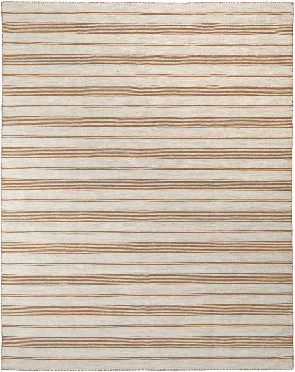 10 X 14 Ivory Taupe And Brown Striped Dhurrie Hand Woven Stain Resistant Area Rug