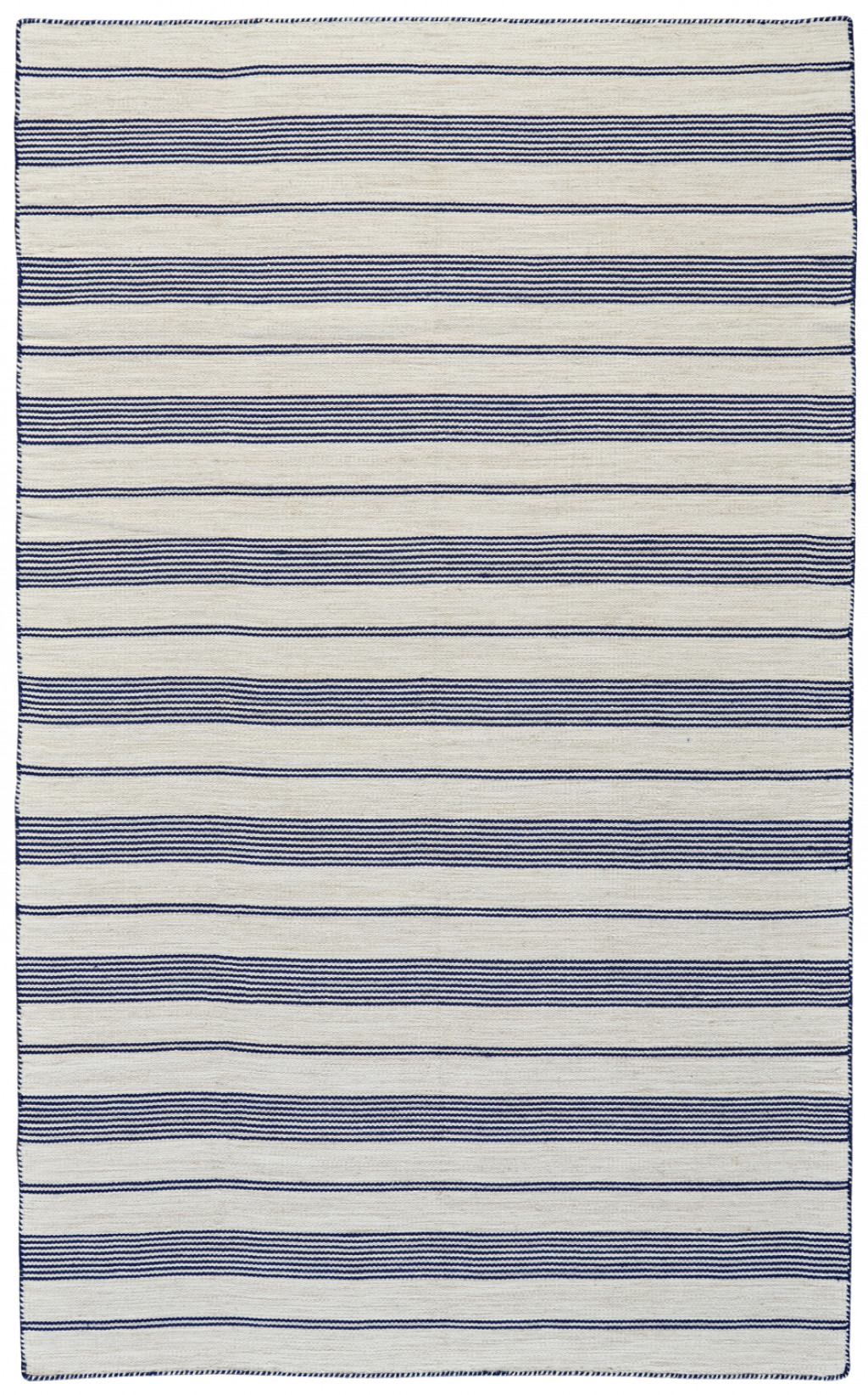 4 X 6 Blue And Ivory Striped Dhurrie Hand Woven Stain Resistant Area Rug