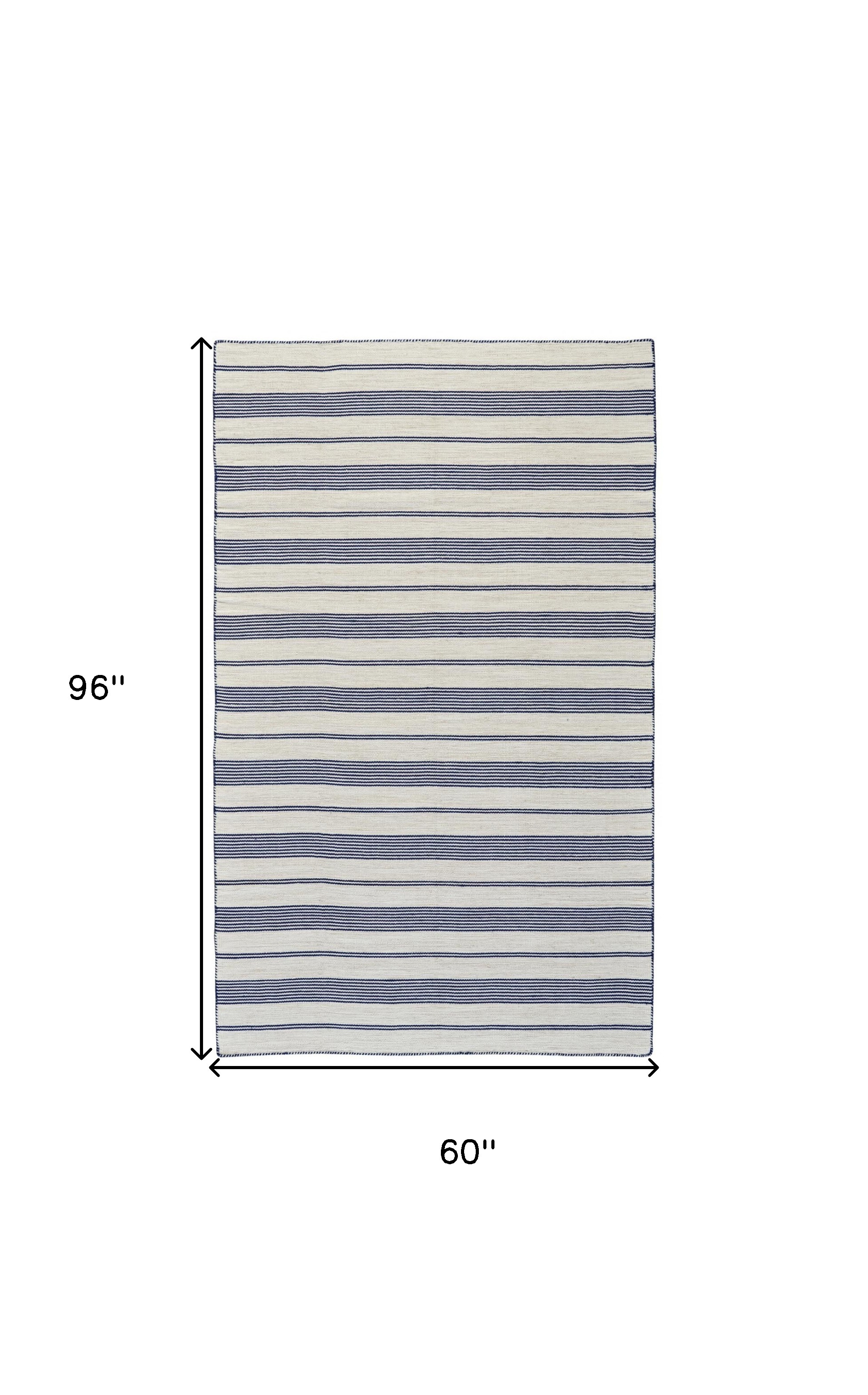 5" X 8" Blue And Ivory Striped Dhurrie Hand Woven Stain Resistant Area Rug
