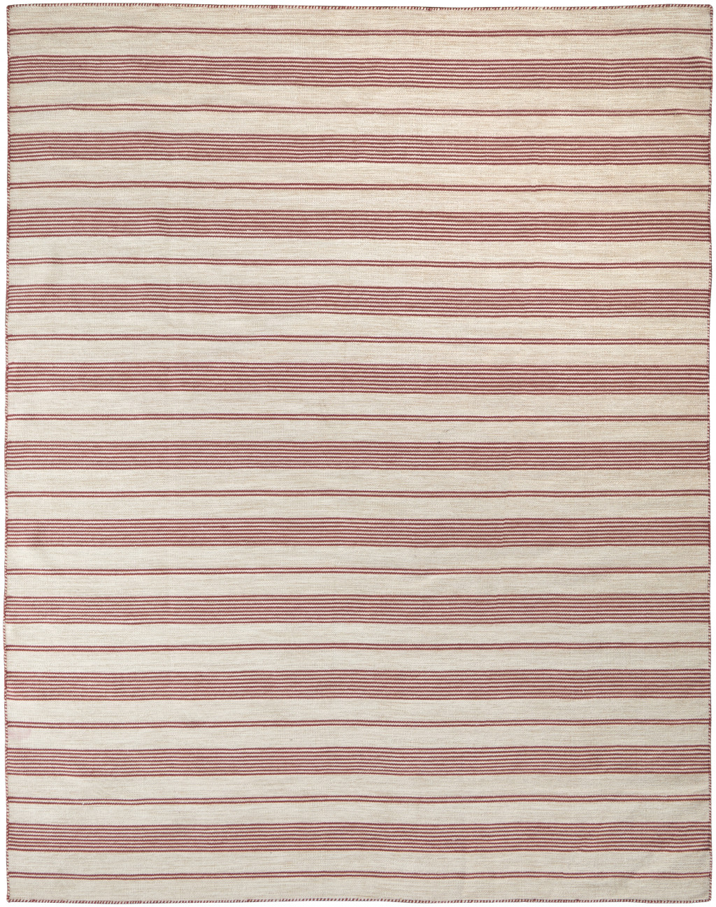 4 X 6 Red And Ivory Striped Dhurrie Hand Woven Stain Resistant Area Rug