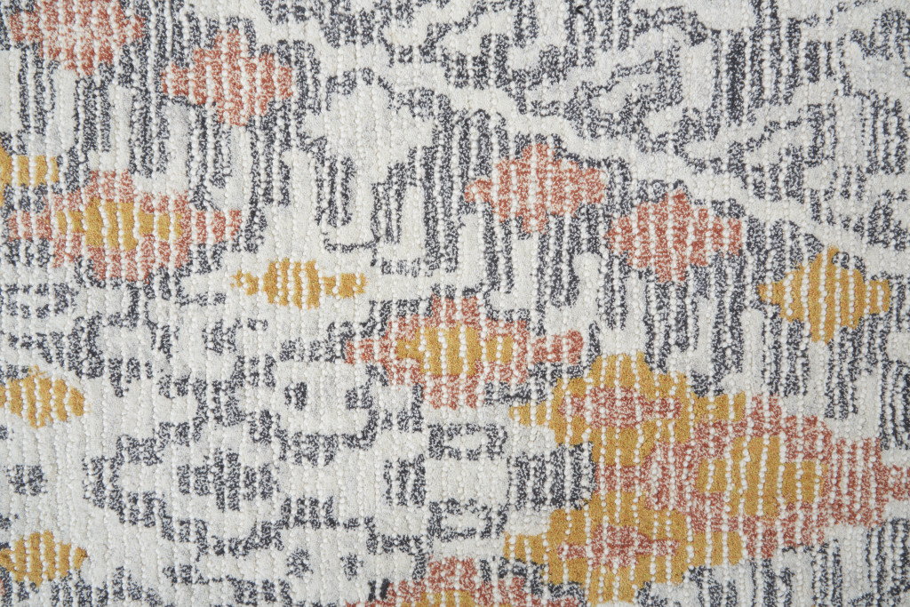 5" X 8" Gray and Ivory Wool Geometric Hand Tufted Area Rug