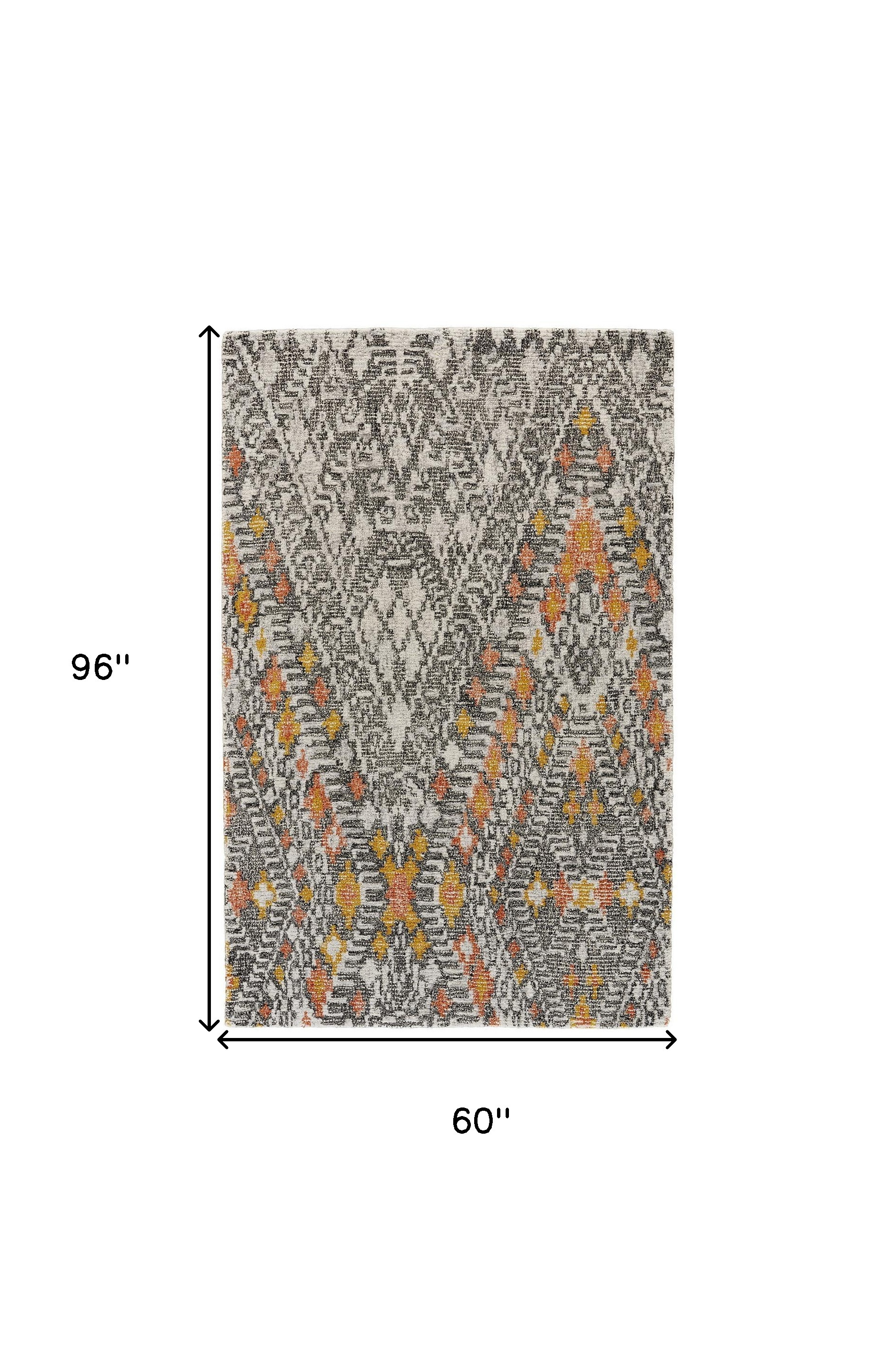 5" X 8" Gray and Ivory Wool Geometric Hand Tufted Area Rug