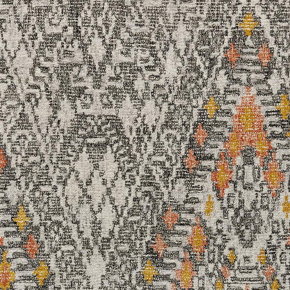 8" X 11" Gray Ivory And Orange Wool Geometric Tufted Handmade Area Rug