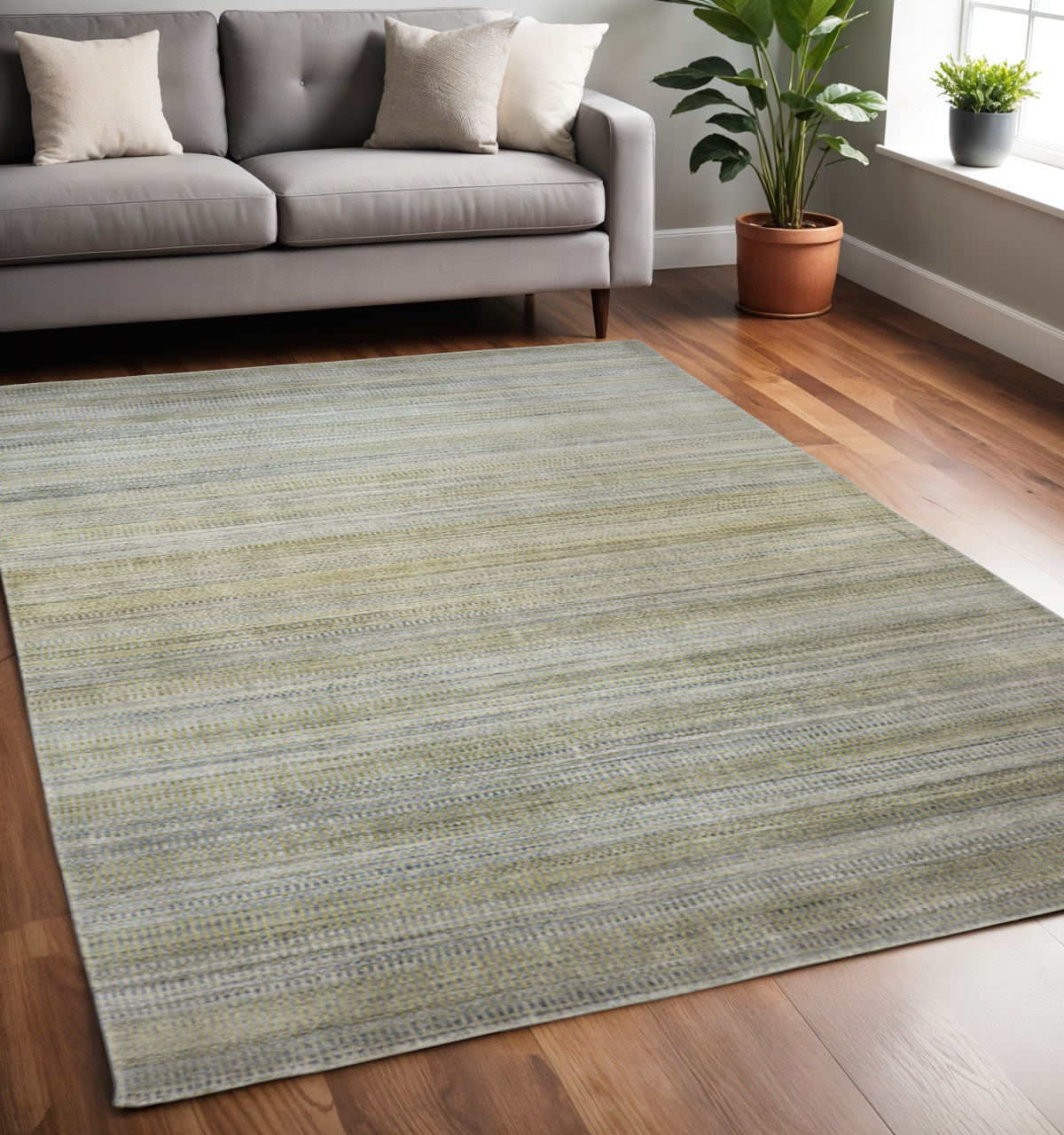 5" X 8" Blue and Green Ombre Hand Woven Area Rug
