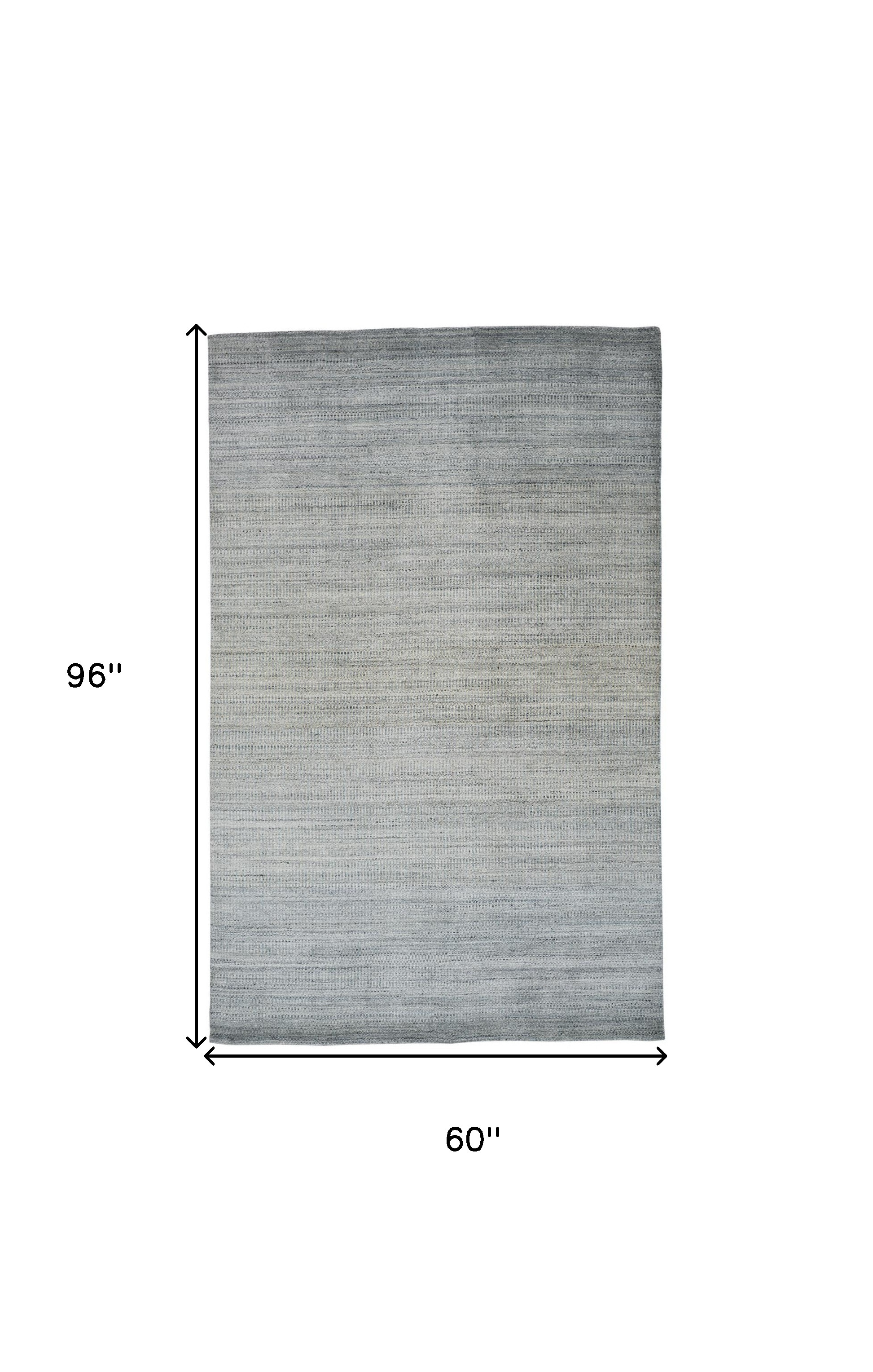 5" X 8" Blue and Gray Ombre Hand Woven Area Rug