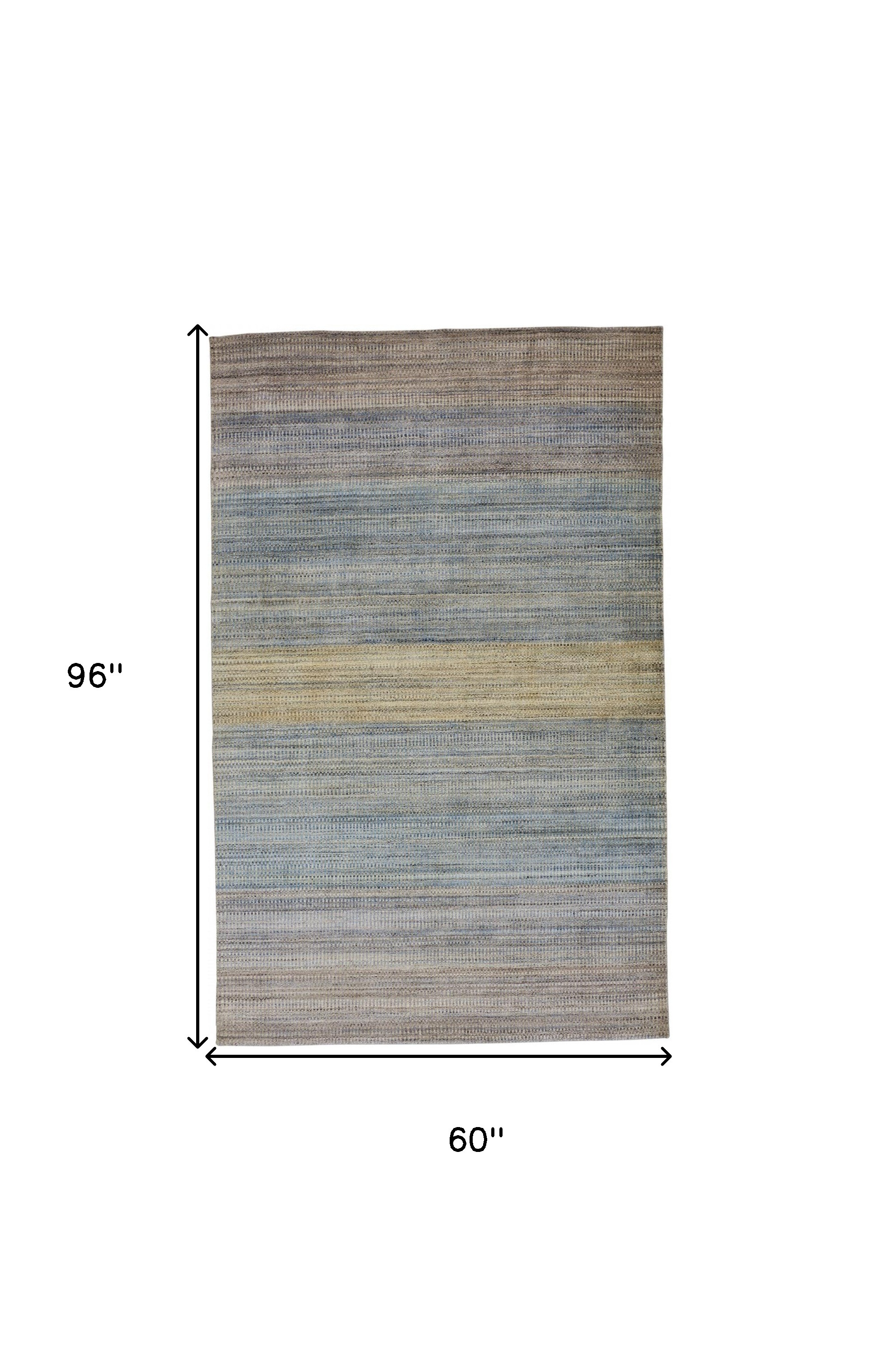 5" X 8" Blue Purple And Tan Ombre Hand Woven Area Rug