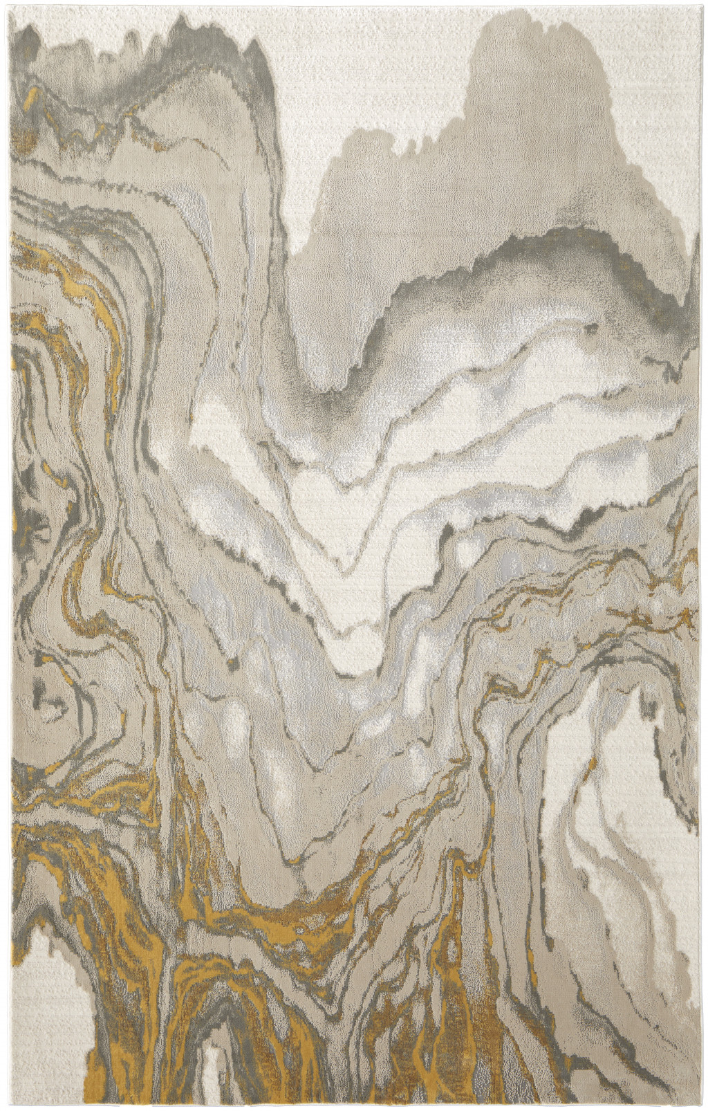 7' X 10' Gold Ivory And Gray Abstract Stain Resistant Area Rug-511751-1