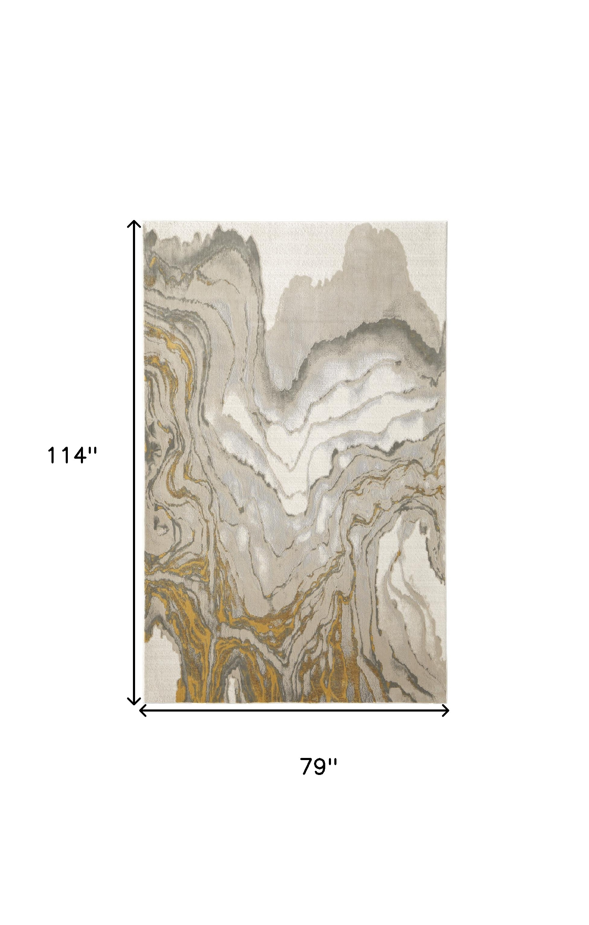 7" X 10" Gold Ivory and Gray Abstract Area Rug