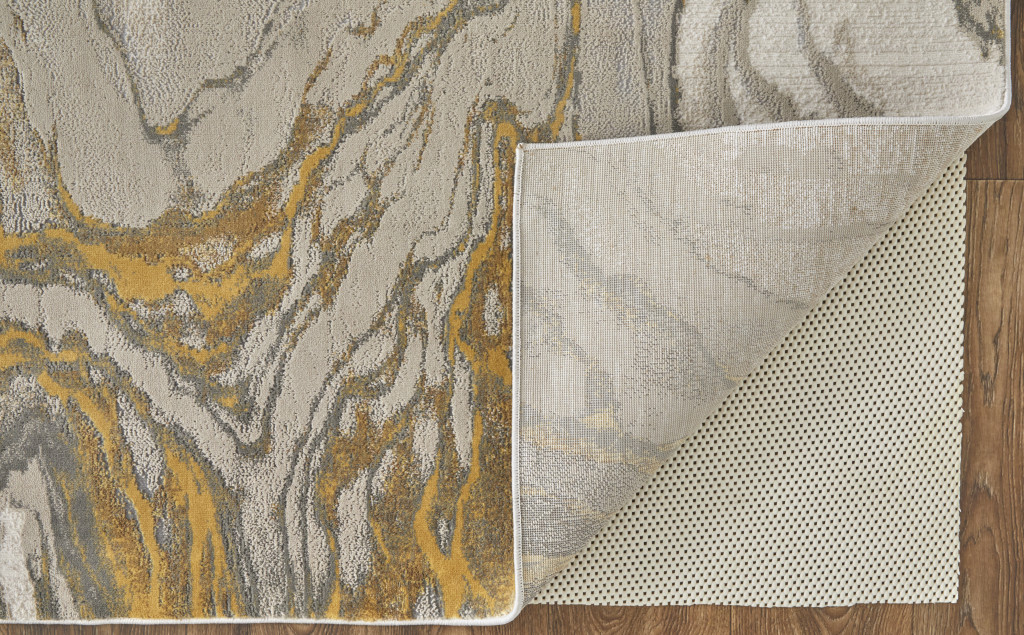 2 X 3 gold Ivory And gray Abstract Stain Resistant Area Rug