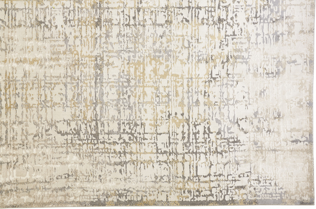 5 X 8 Ivory And gray Abstract Stain Resistant Area Rug