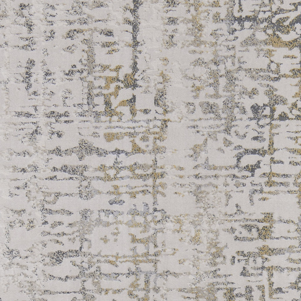 8" Ivory and Gray Abstract Distressed Runner Rug