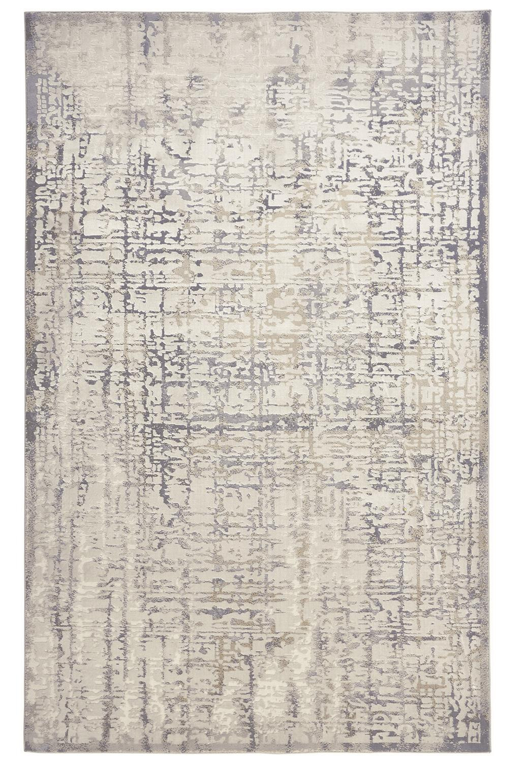 2" X 3" Ivory And Gray Abstract Stain Resistant Area Rug